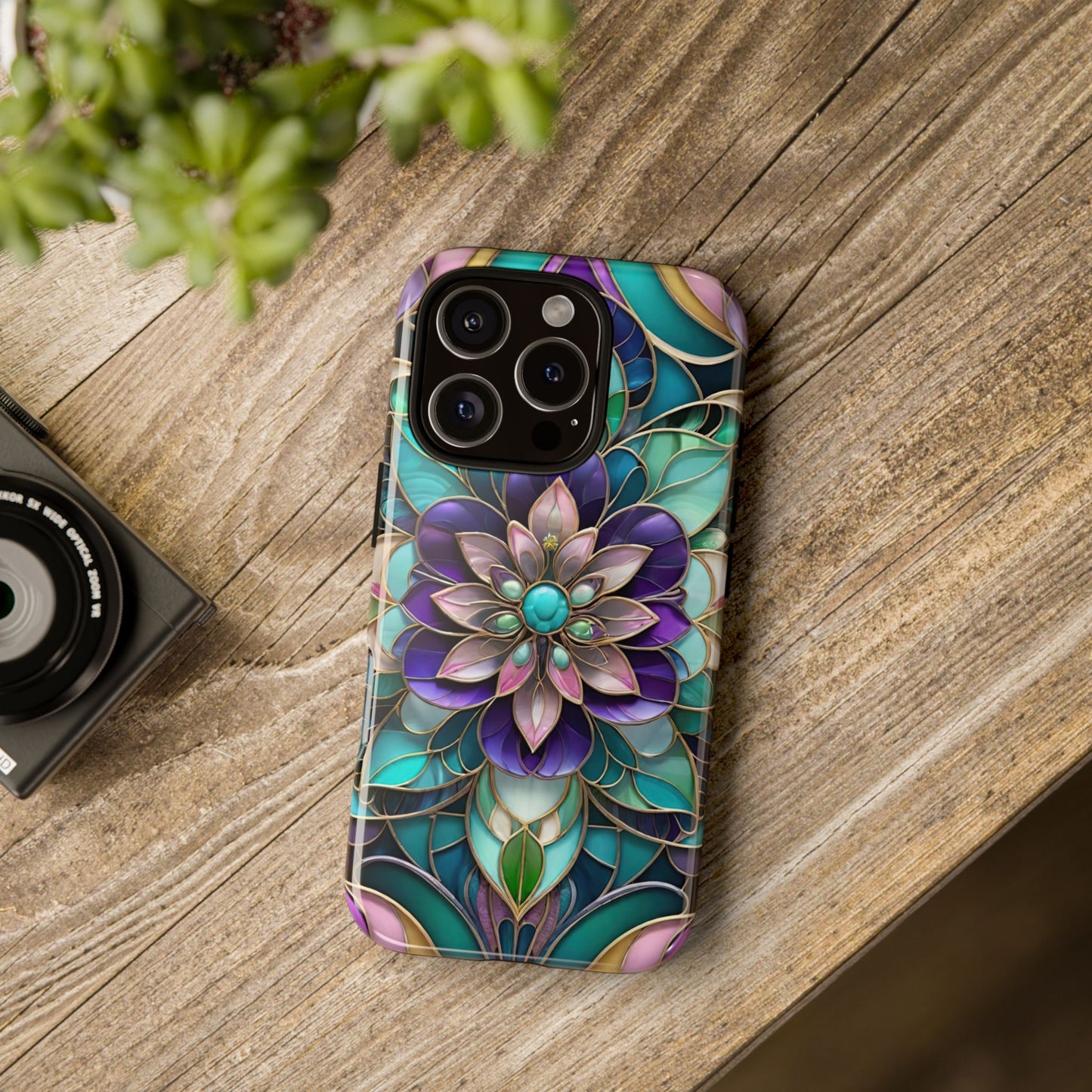 Floral Stained Glass Tough Phone Case -Stylish Protection for Your Device