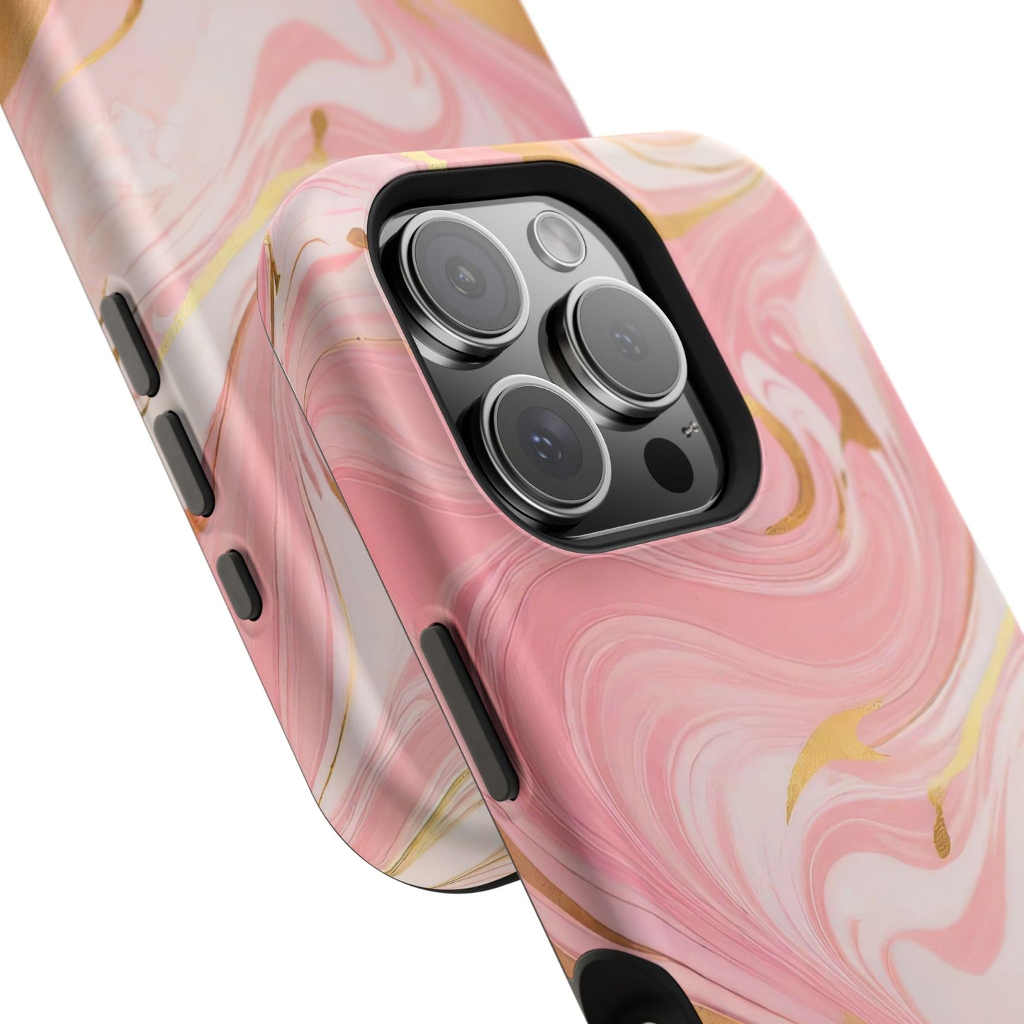 Stylish Magnetic Phone Case, Pink Marble Protective Cover