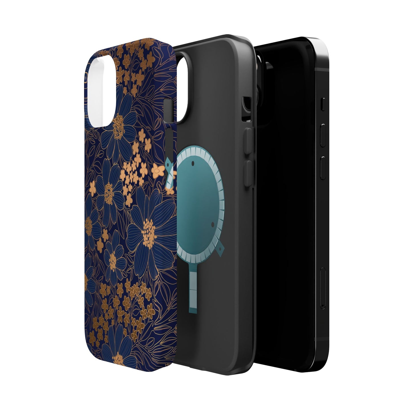 Luxury Serial Magnetic Phone Case, Golden Floral