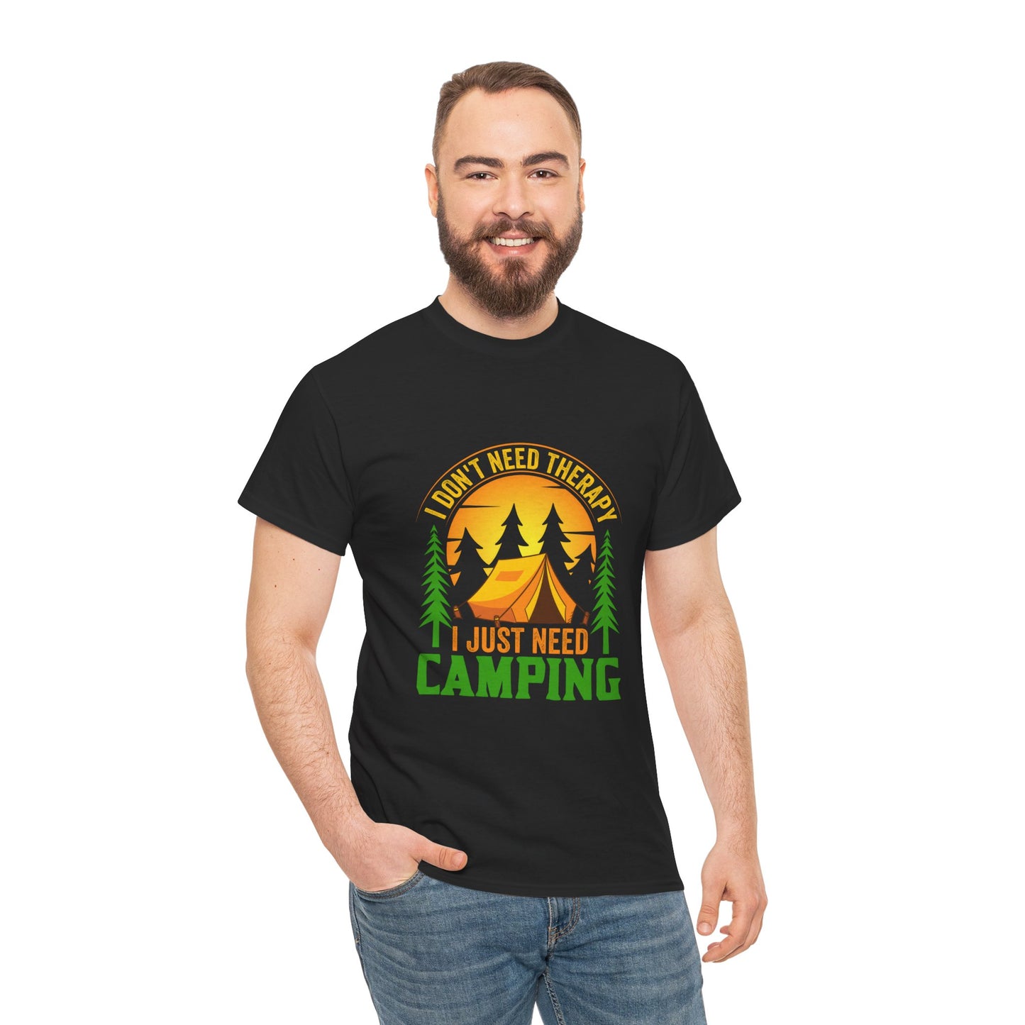 Camping Therapy Unisex Heavy Cotton Tee - Perfect for Outdoor Enthusiasts