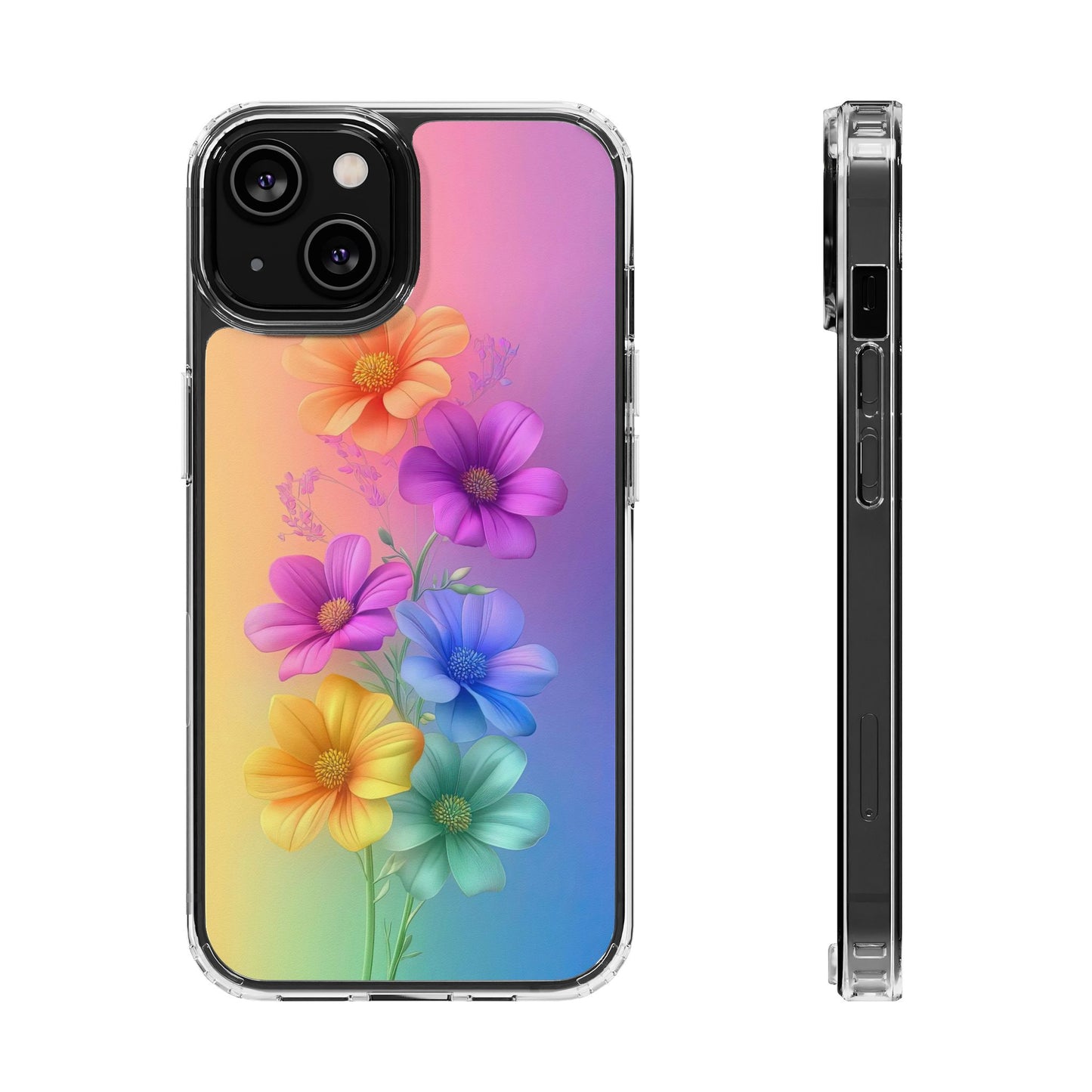 Floral Clear Phone Case – Colorful Flower Design