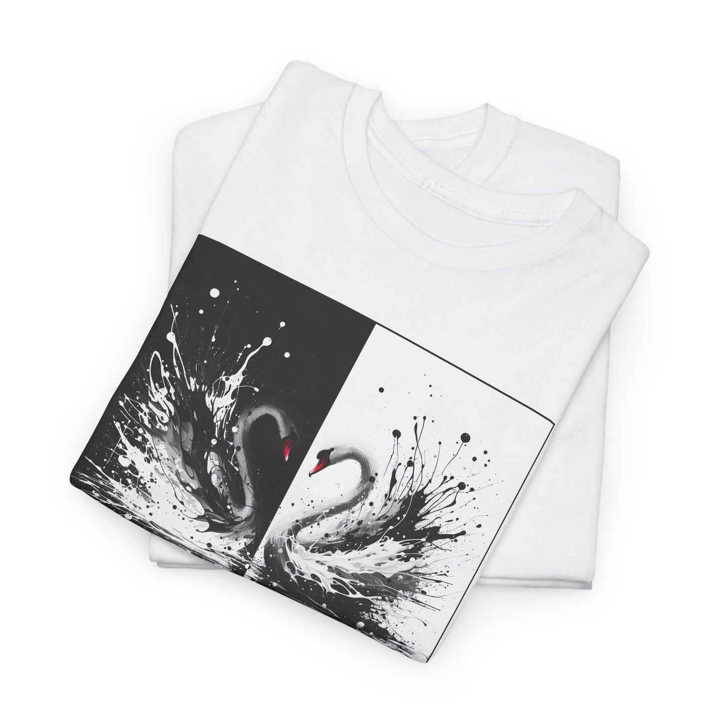 Black & White Swans Unisex Heavy Cotton Tee