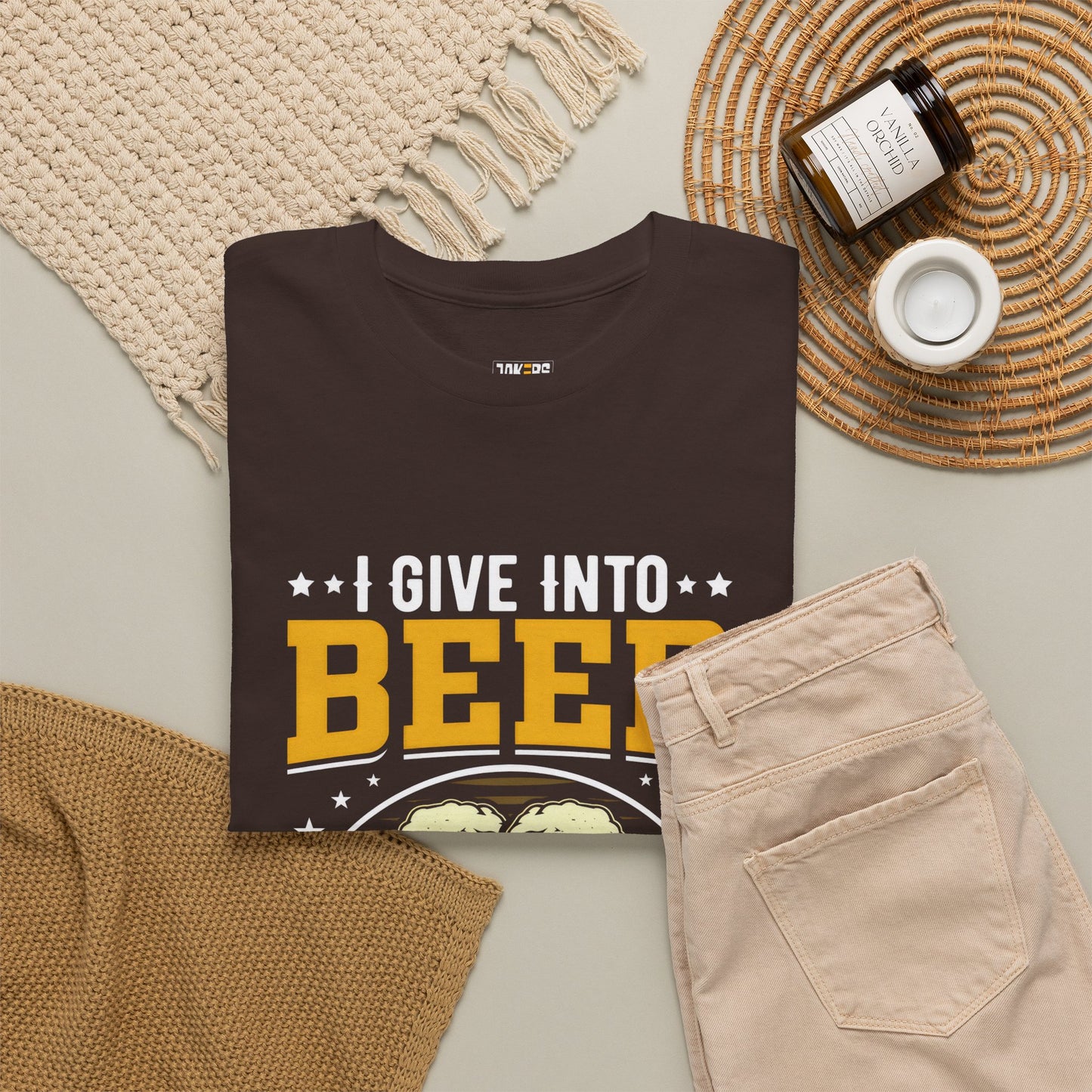 Funny Beer Slogan Tee, I Give Into Beer Pressure