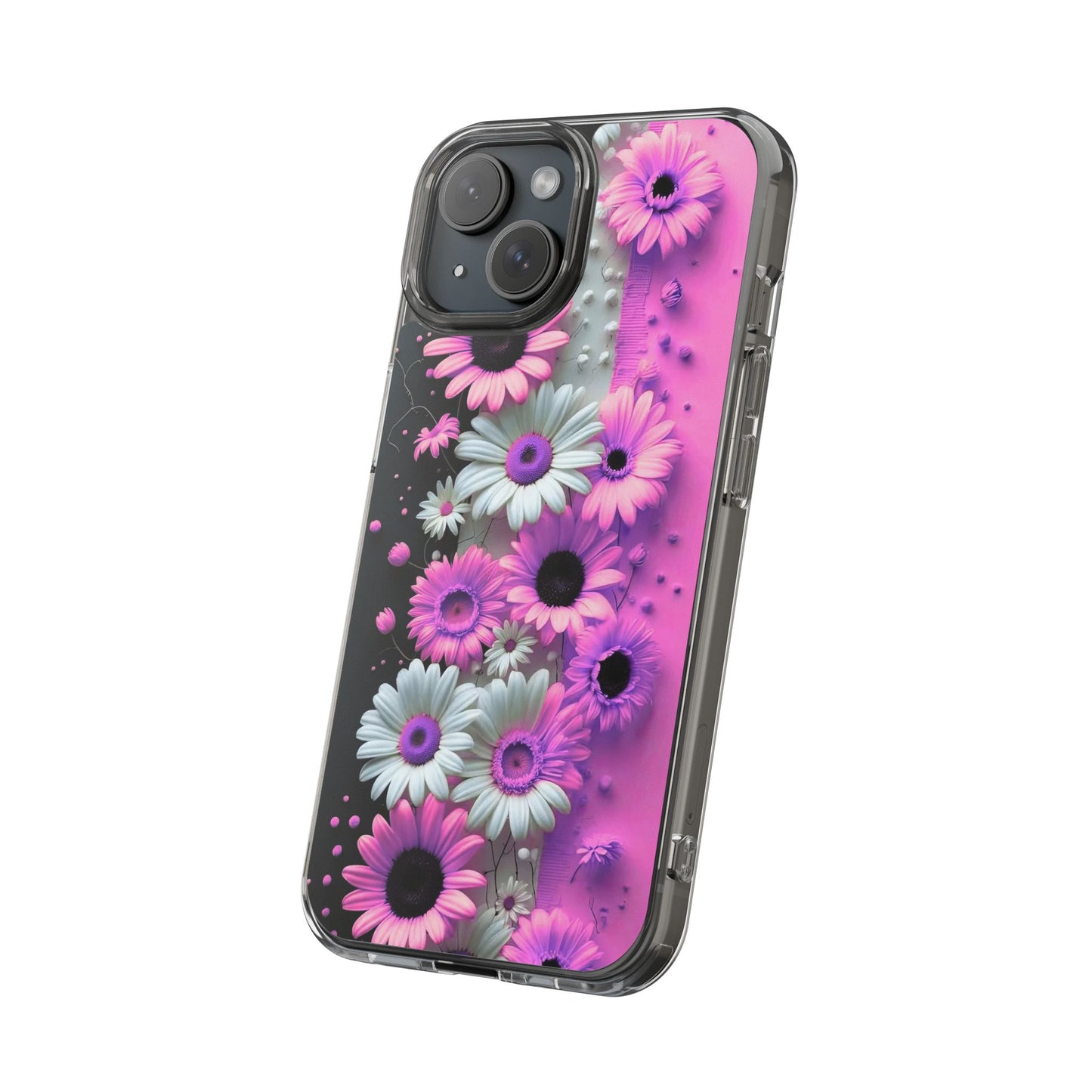 Floral Clear Phone Case – Pink Flower Design