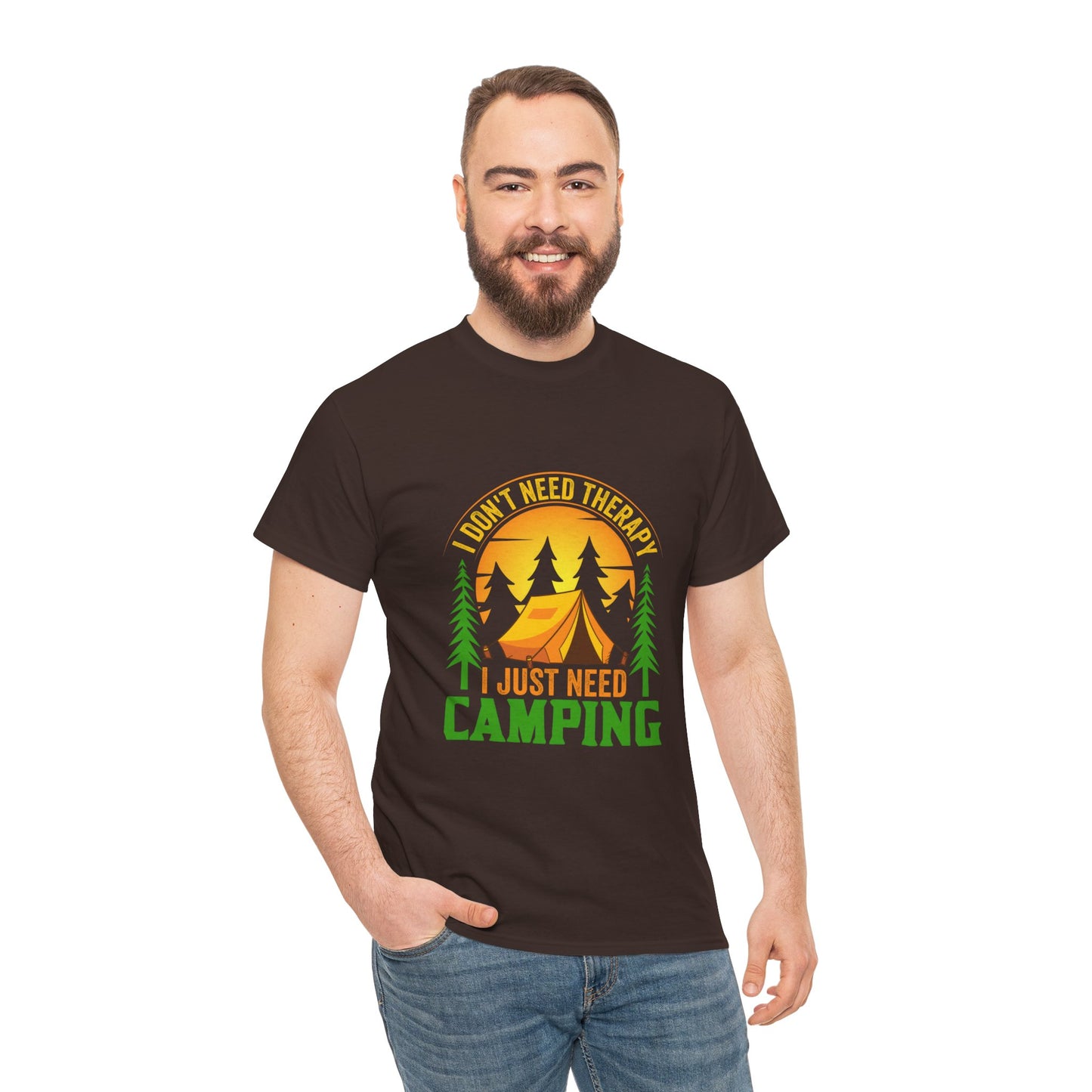 Camping Therapy Unisex Heavy Cotton Tee - Perfect for Outdoor Enthusiasts
