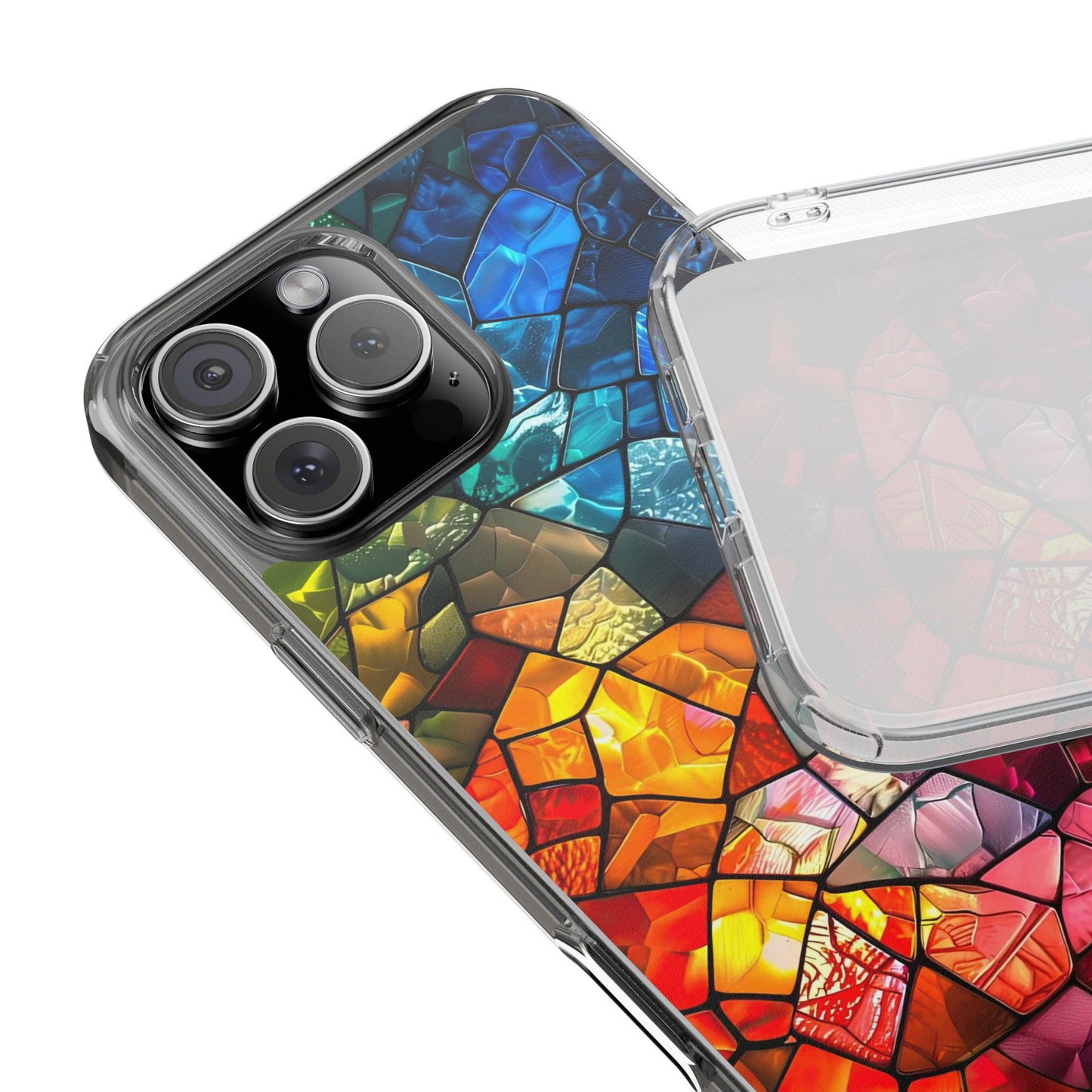 Vibrant Clear Phone Case, Colorful Stained Glass Design