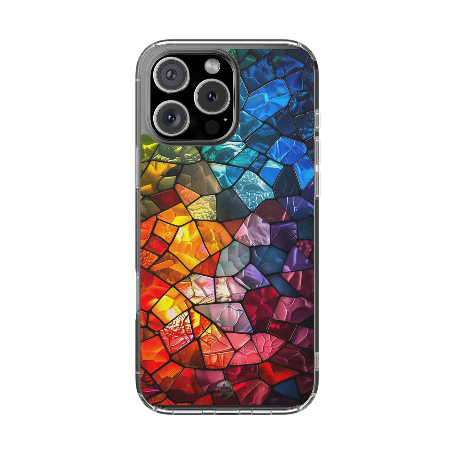 Vibrant Clear Phone Case, Colorful Stained Glass Design