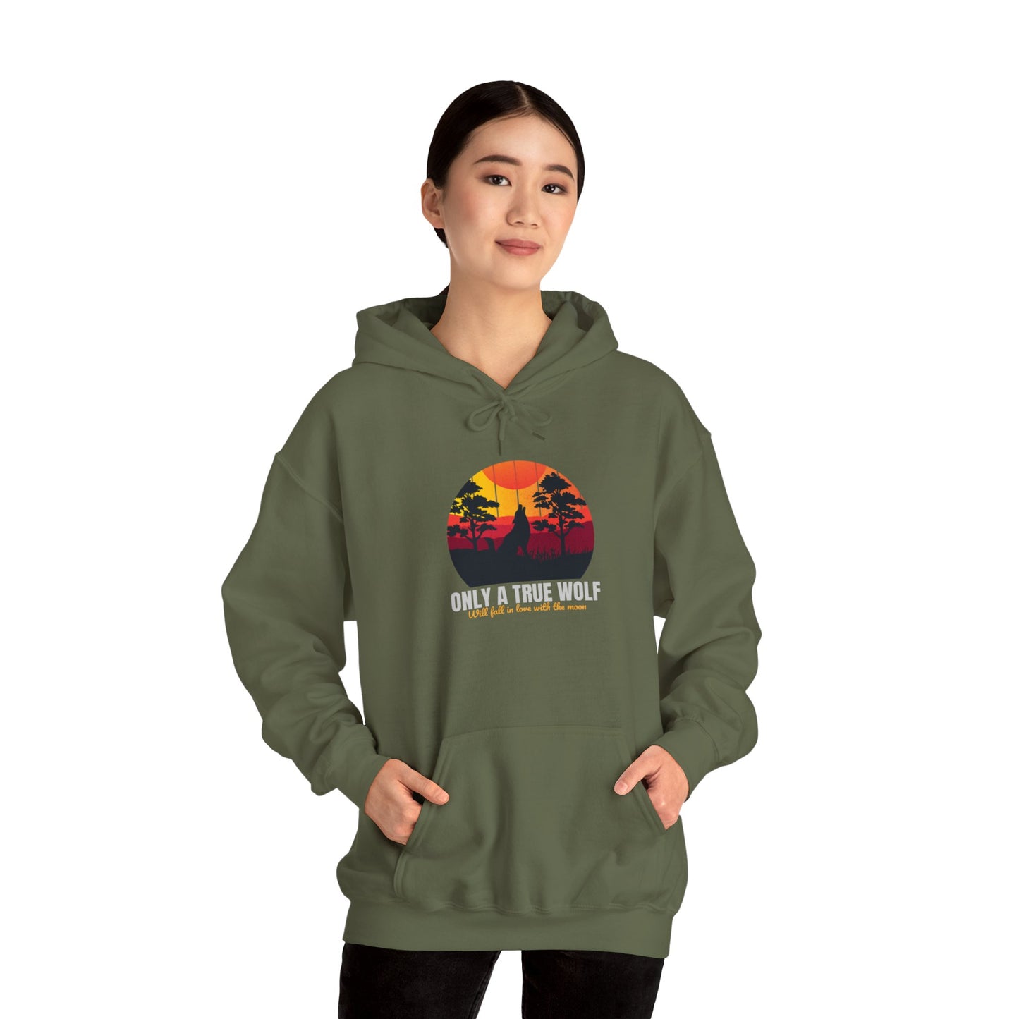 Only A True  Wolf Unisex Heavy Blend™ Hooded Sweatshirt