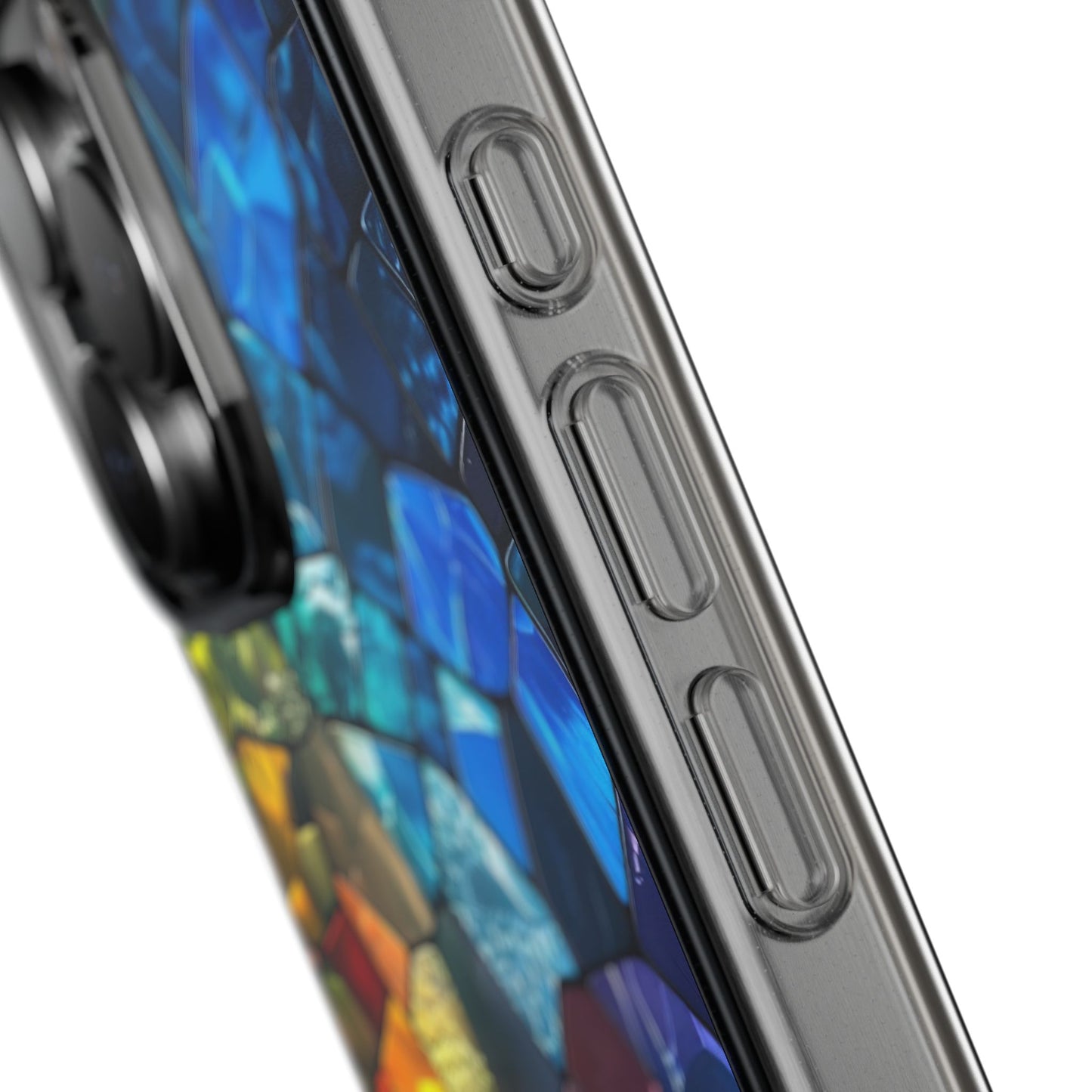 Vibrant Clear Phone Case, Colorful Stained Glass Design