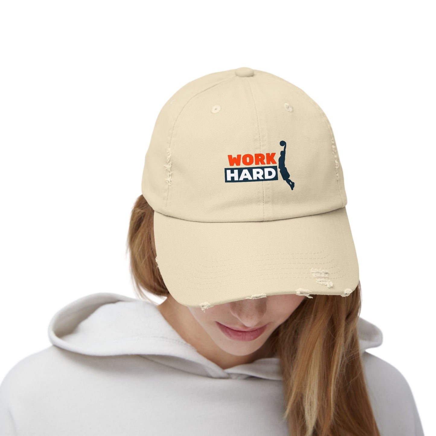 Work Hard Unisex Distressed Cap