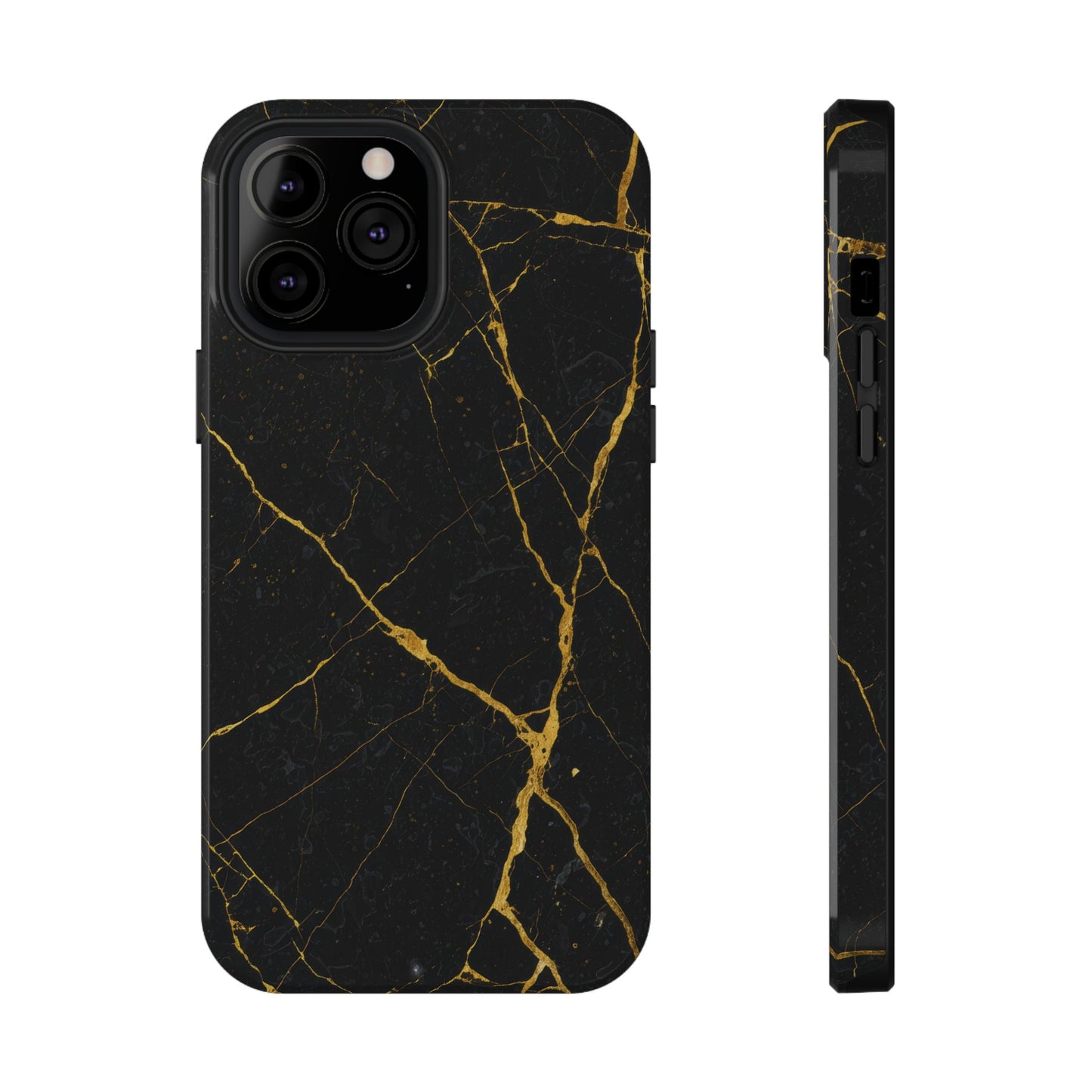 Luxury Black Marble Impact-Resistant iPhone