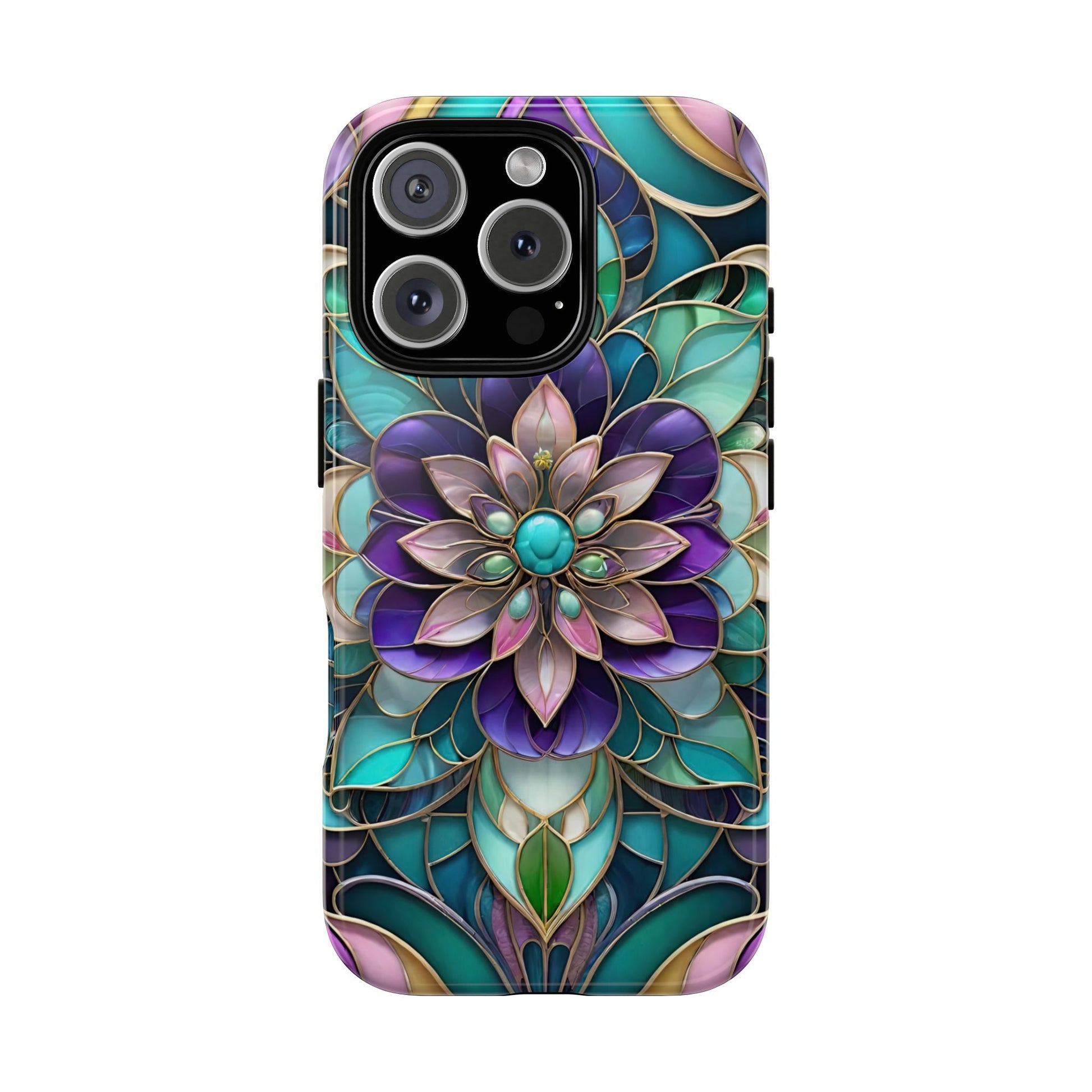 Floral Stained Glass Tough Phone Case -Stylish Protection for Your Device