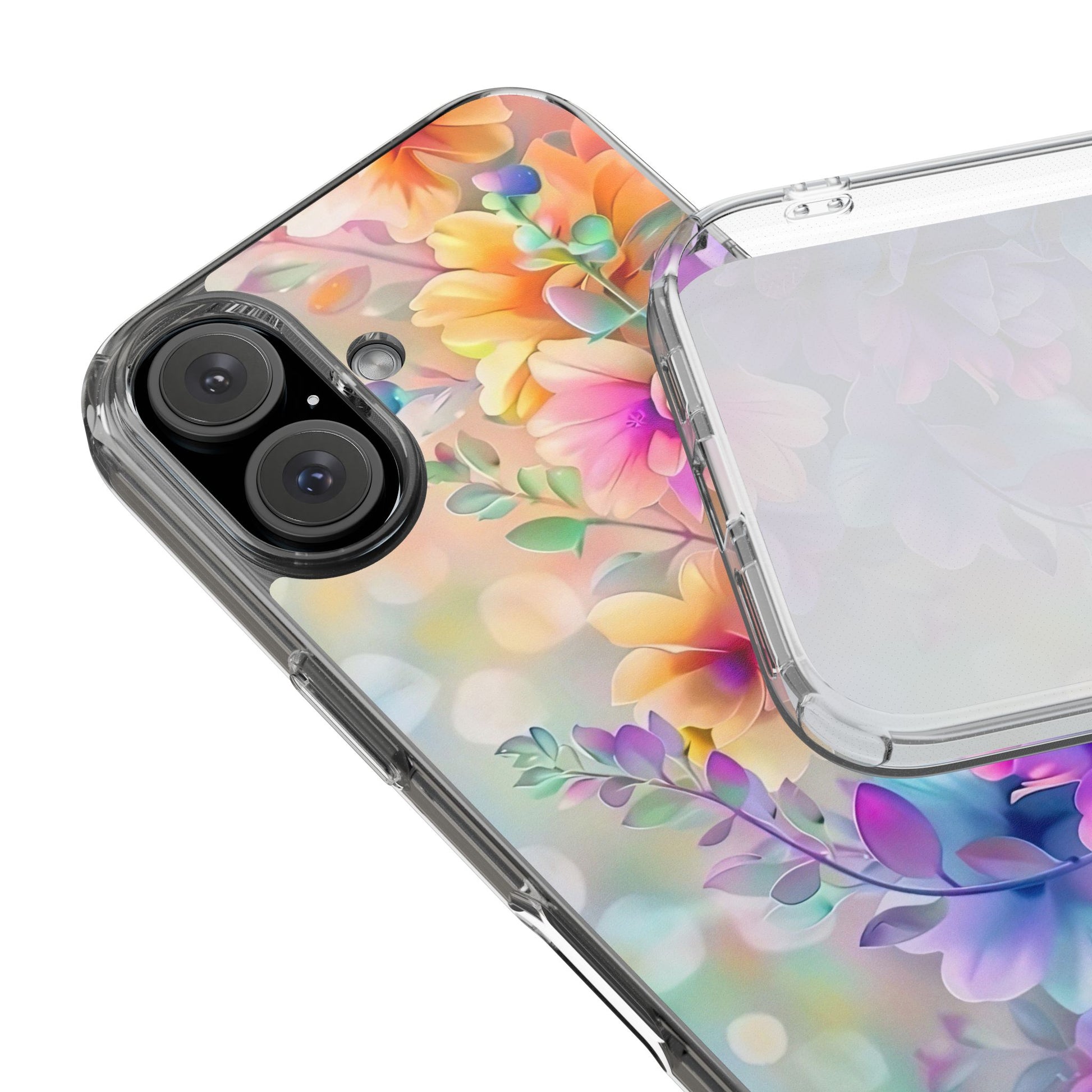 Floral Clear Phone Case -  Colorful Spring Design
