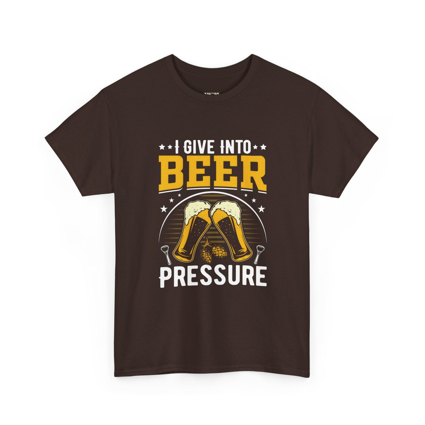 Funny Beer Slogan Tee, I Give Into Beer Pressure