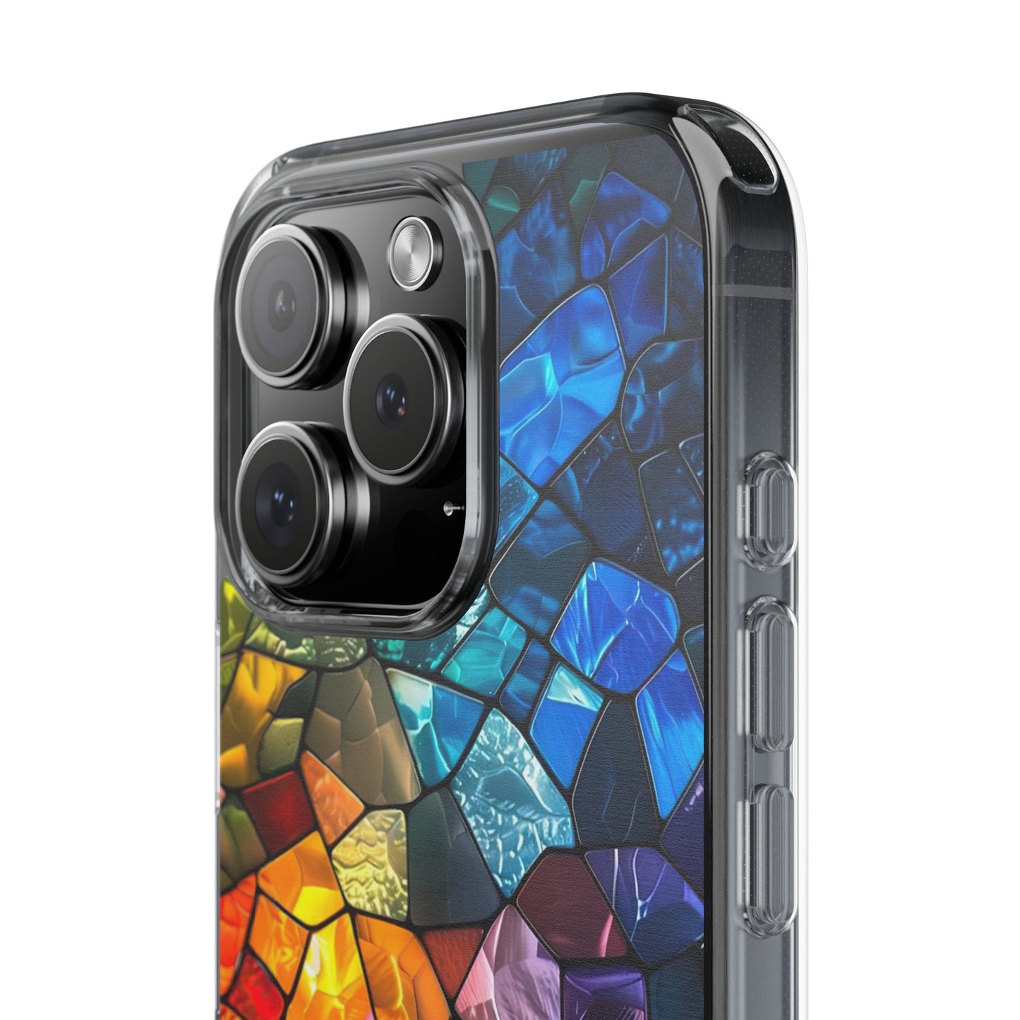 Vibrant Clear Phone Case, Colorful Stained Glass Design