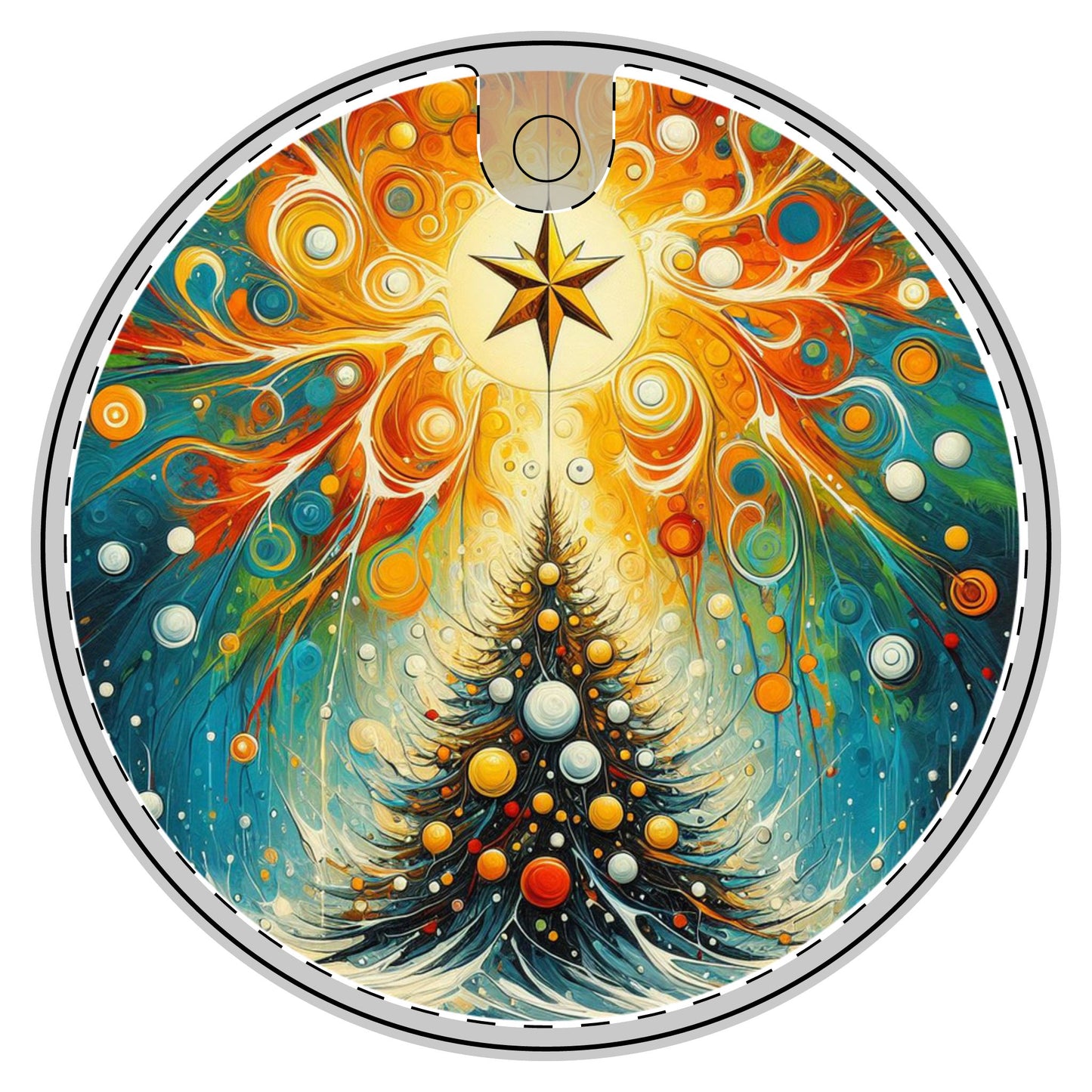 Cosmic Christmas Ceramic Decoration Ornament, (1pc)  one side print