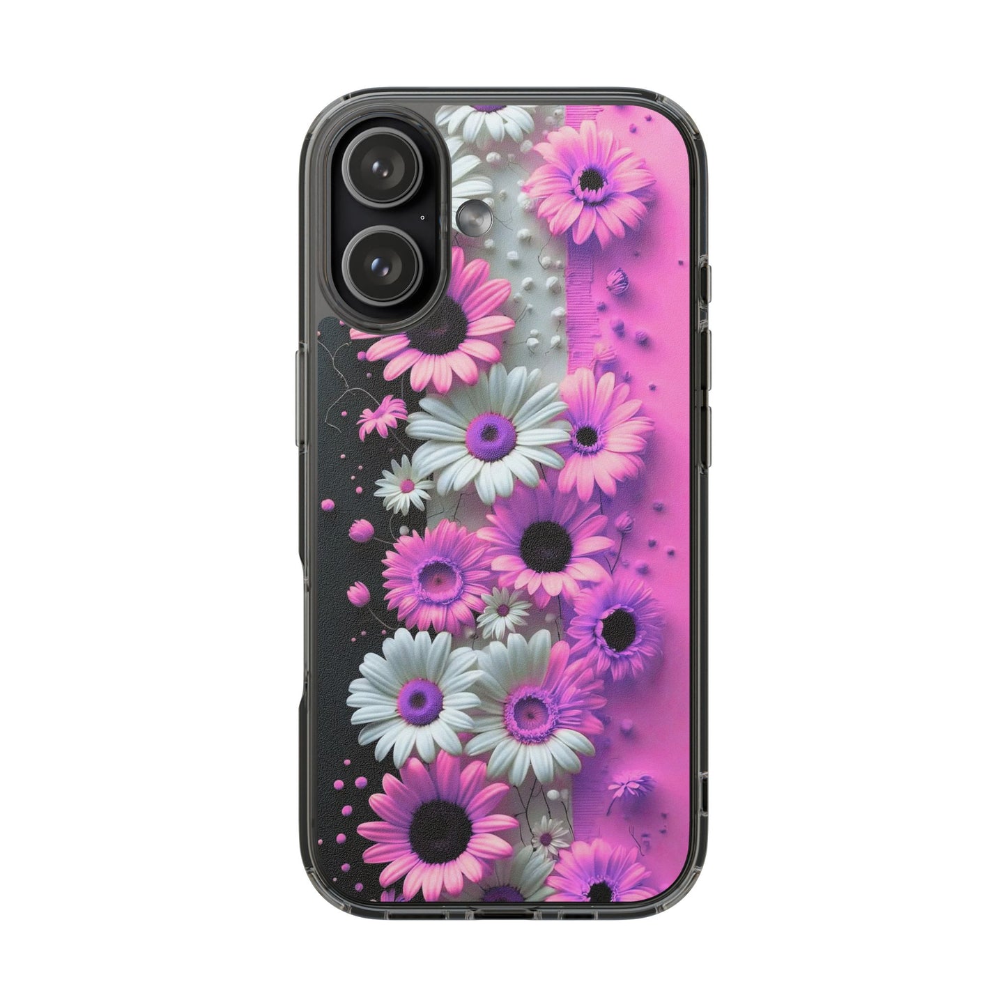 Floral Clear Phone Case – Pink Flower Design