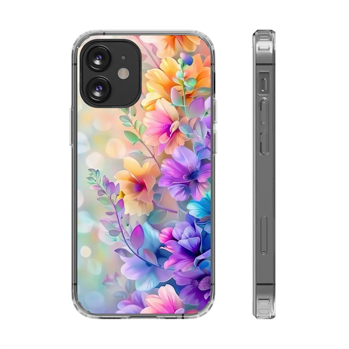 Floral Clear Phone Case -  Colorful Spring Design