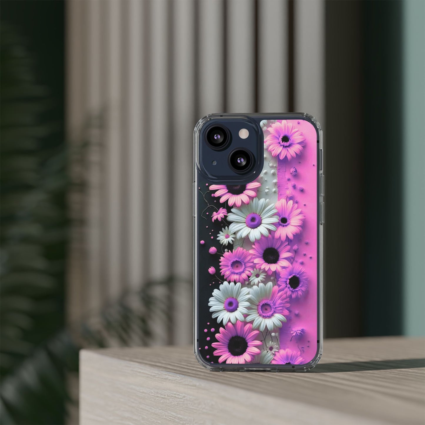 Floral Clear Phone Case – Pink Flower Design