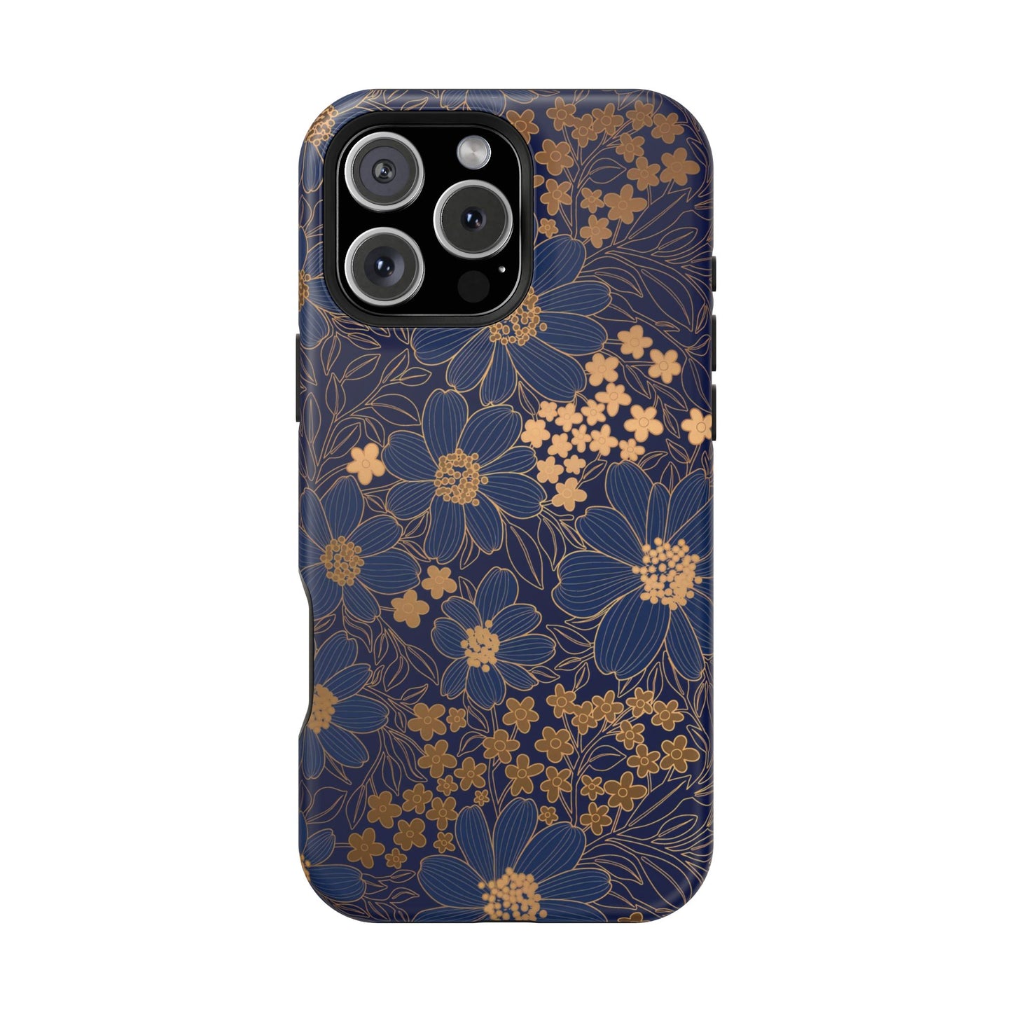 Luxury Serial Magnetic Phone Case, Golden Floral