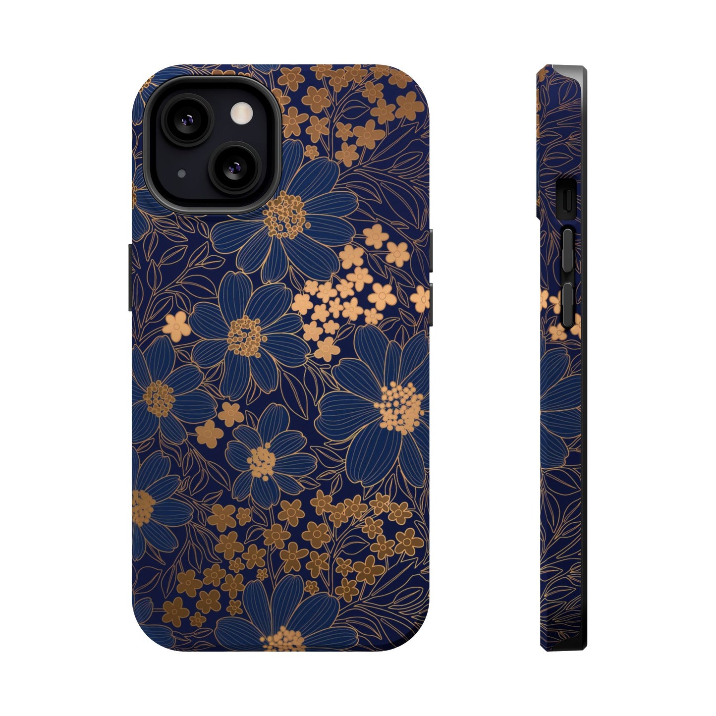 Luxury Serial Magnetic Phone Case, Golden Floral