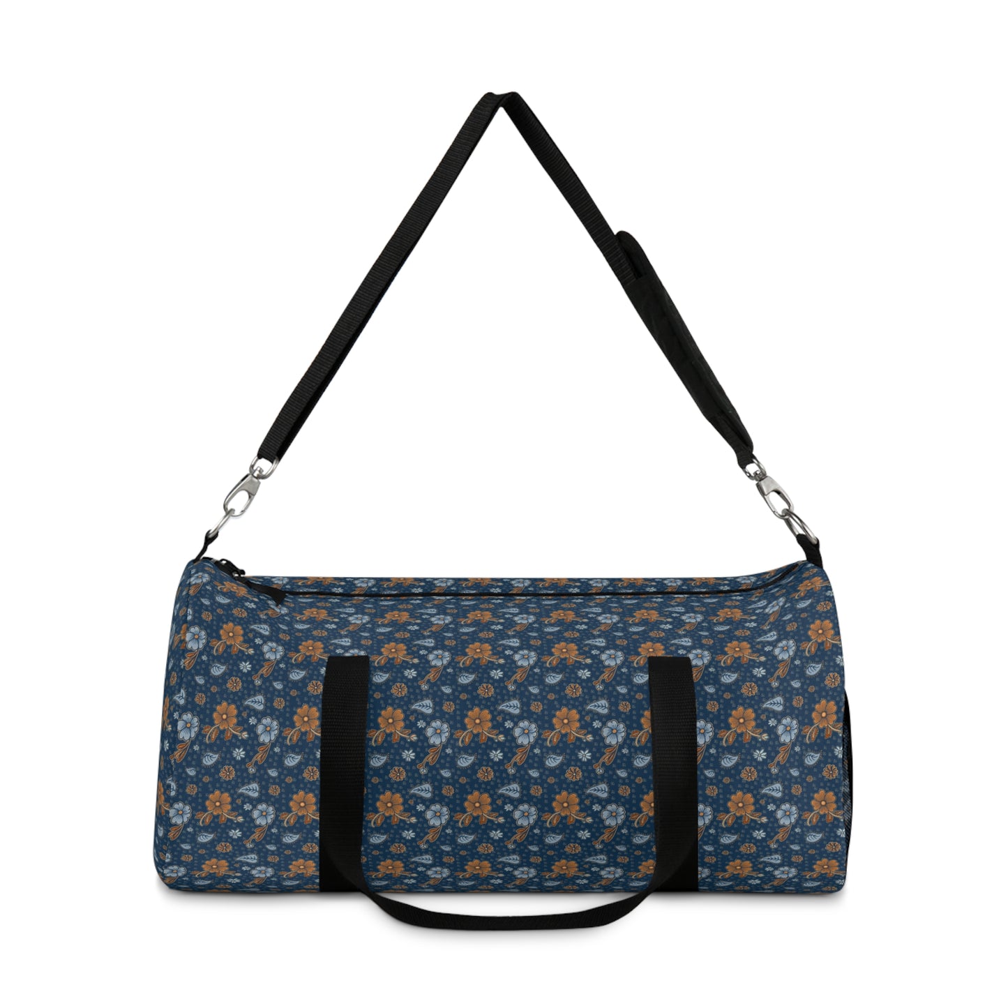 Timeless Elegance: Minimal Floral Duffel Bag / Dark Blue