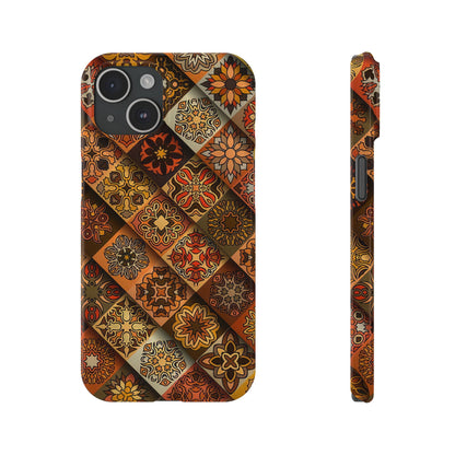 Aztec Geometric Slim Case, Boho Orange