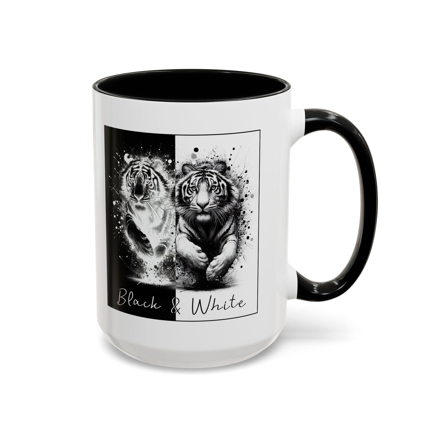 Black & White Tigers Accent Coffee Mug (11, 15oz)