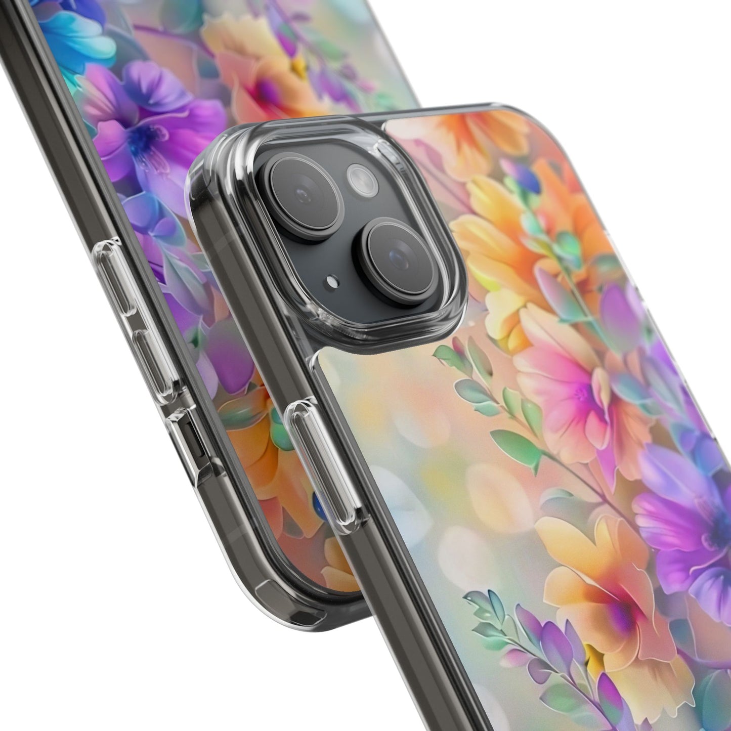Floral Clear Phone Case -  Colorful Spring Design