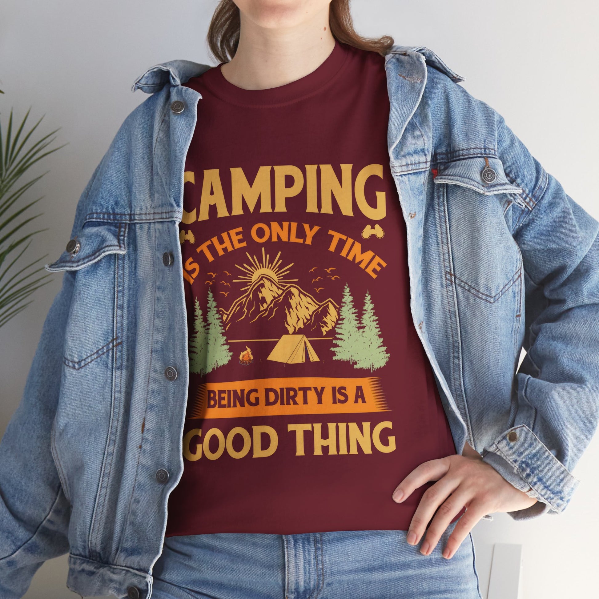 Camping Vibes Unisex Heavy Cotton Tee - "Being Dirty is a Good Thing"