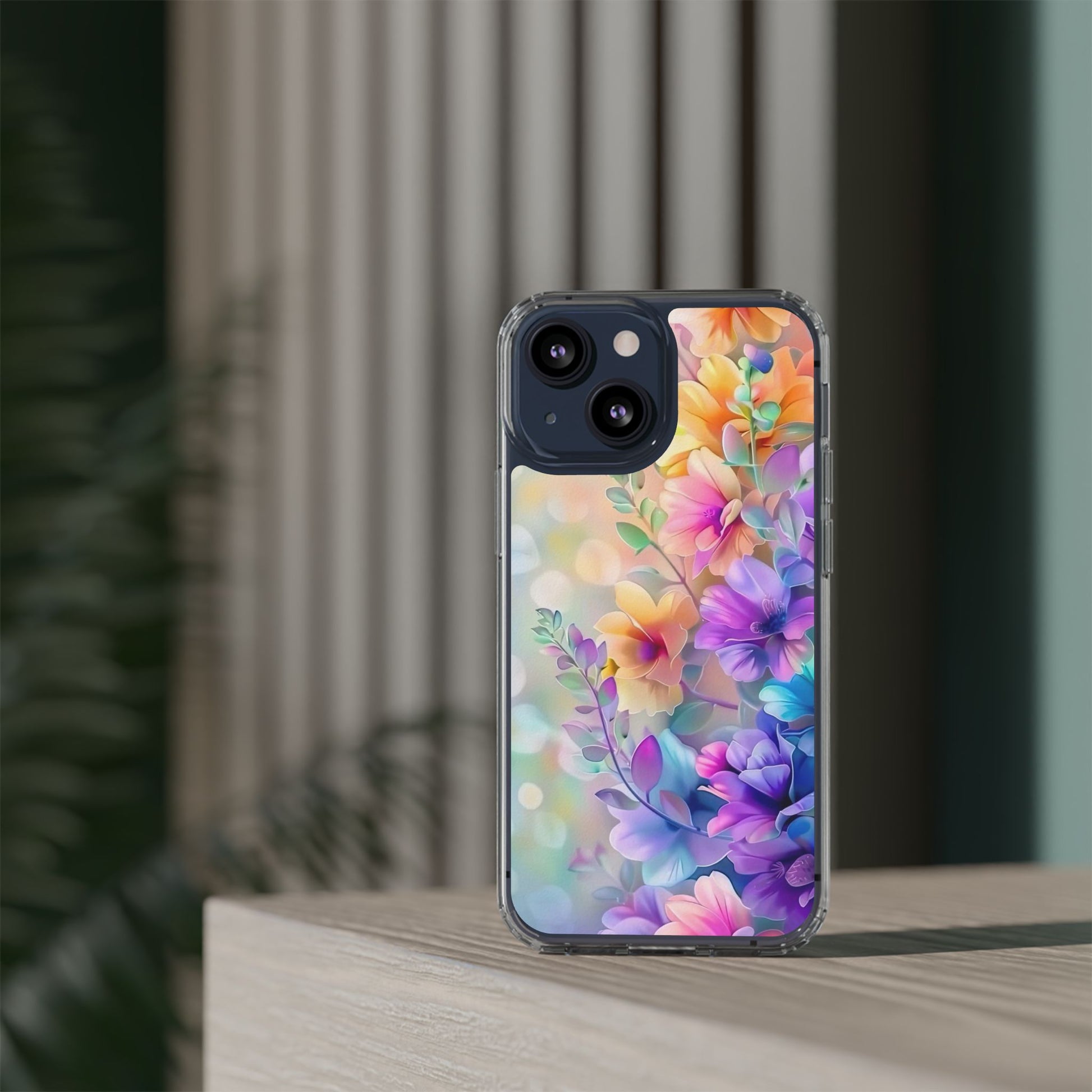 Floral Clear Phone Case -  Colorful Spring Design