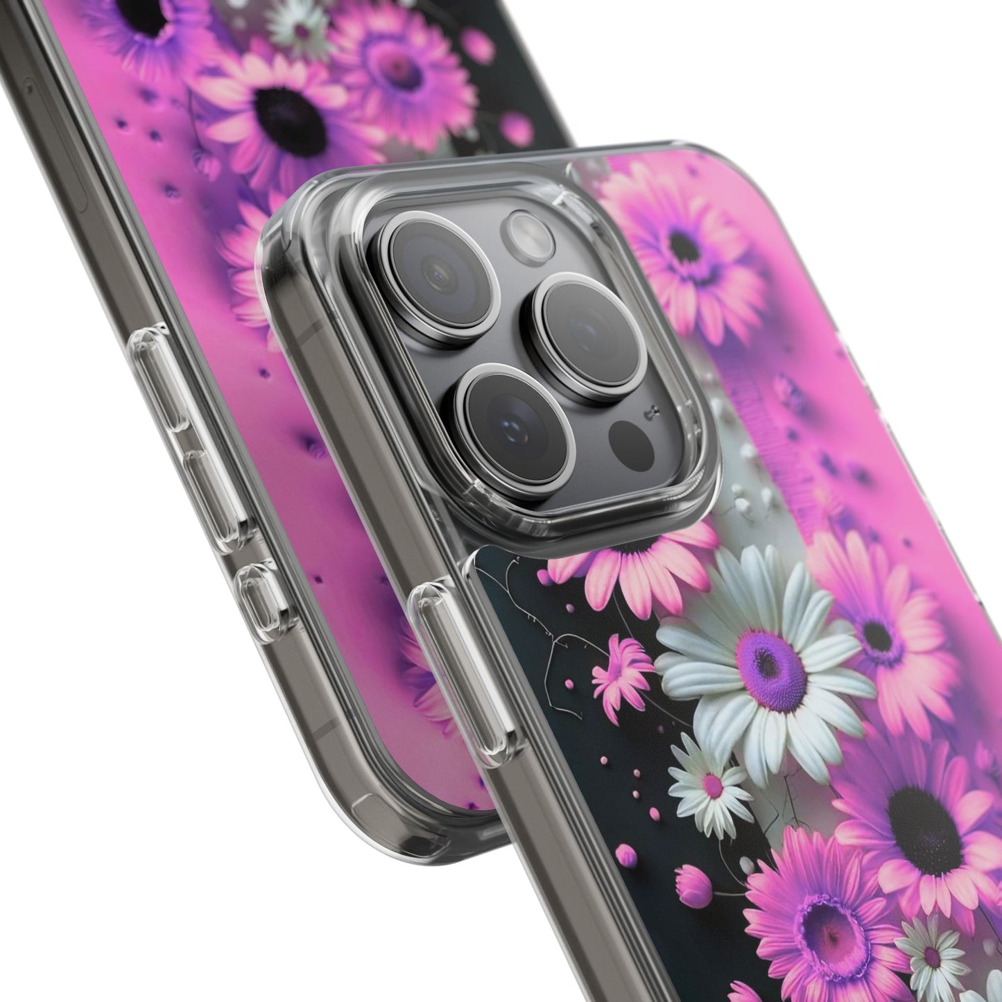 Floral Clear Phone Case – Pink Flower Design