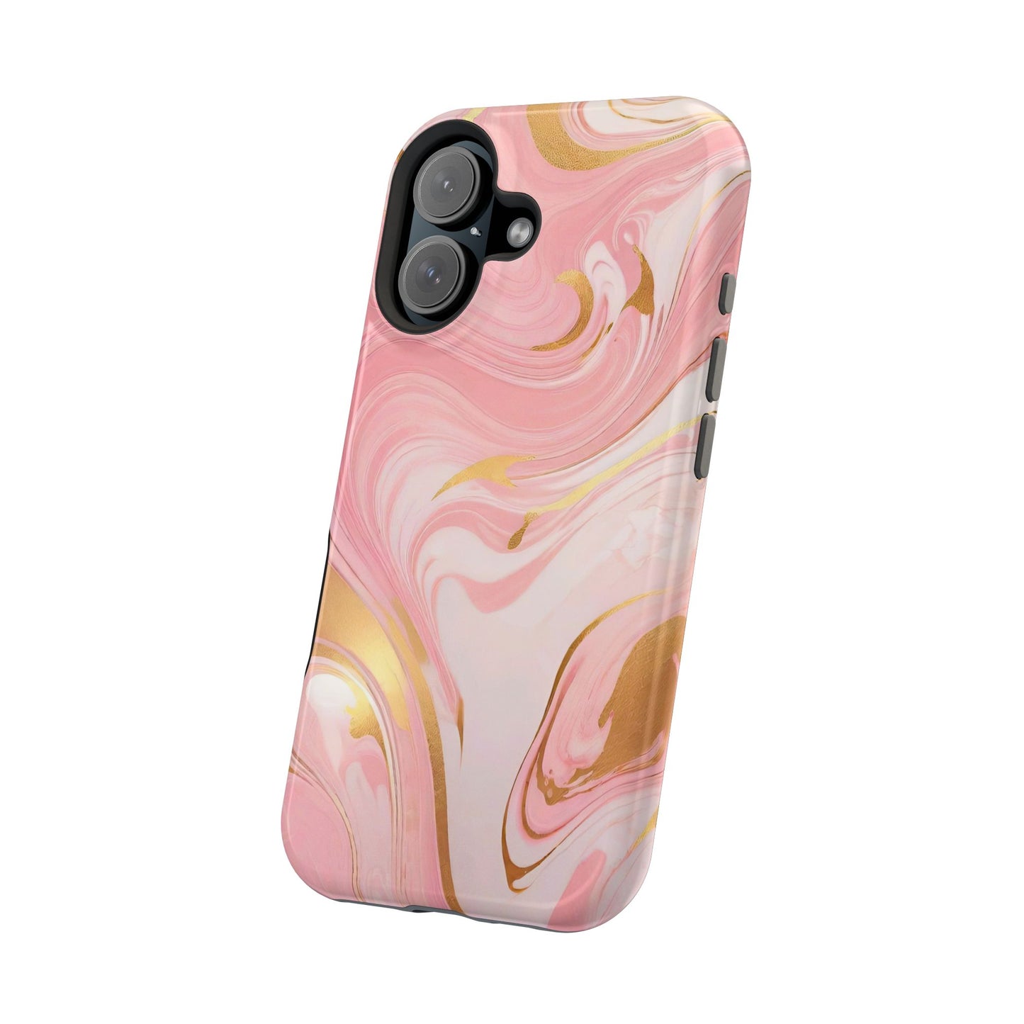 Stylish Magnetic Phone Case, Pink Marble Protective Cover