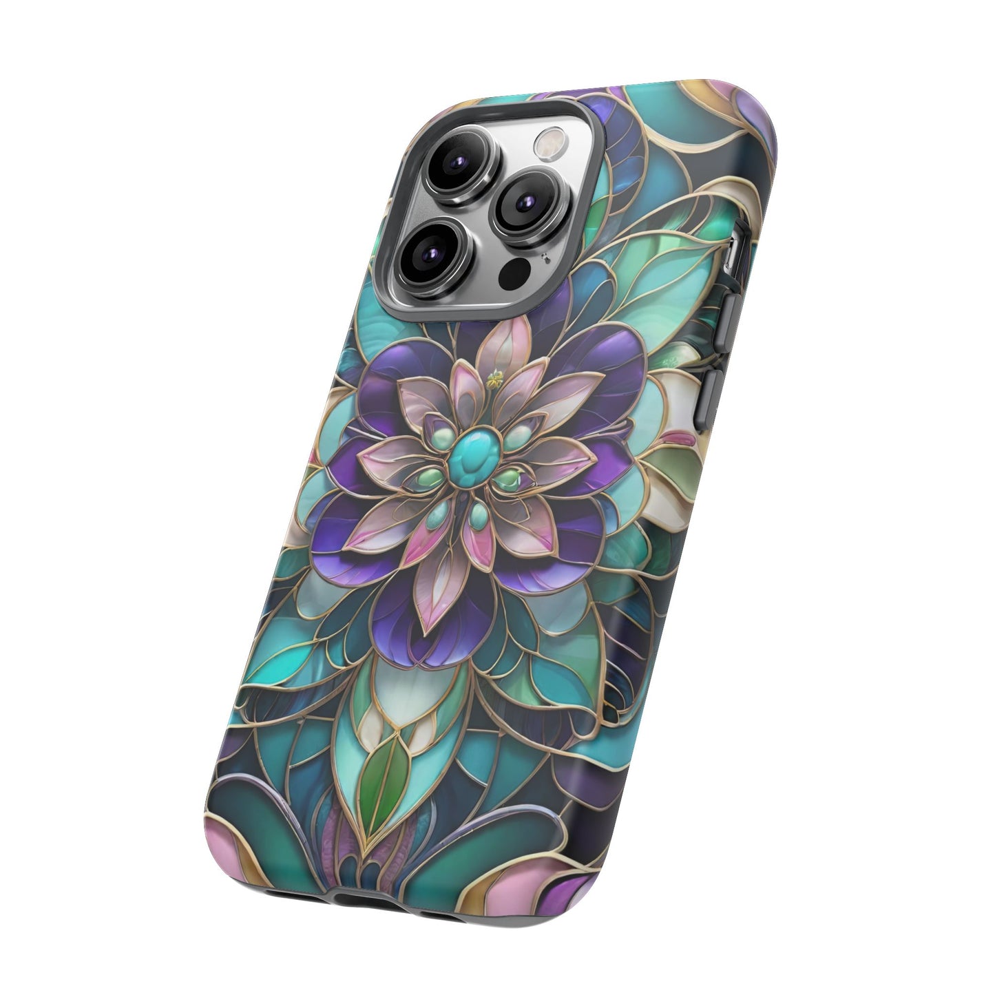 Floral Stained Glass Tough Phone Case -Stylish Protection for Your Device