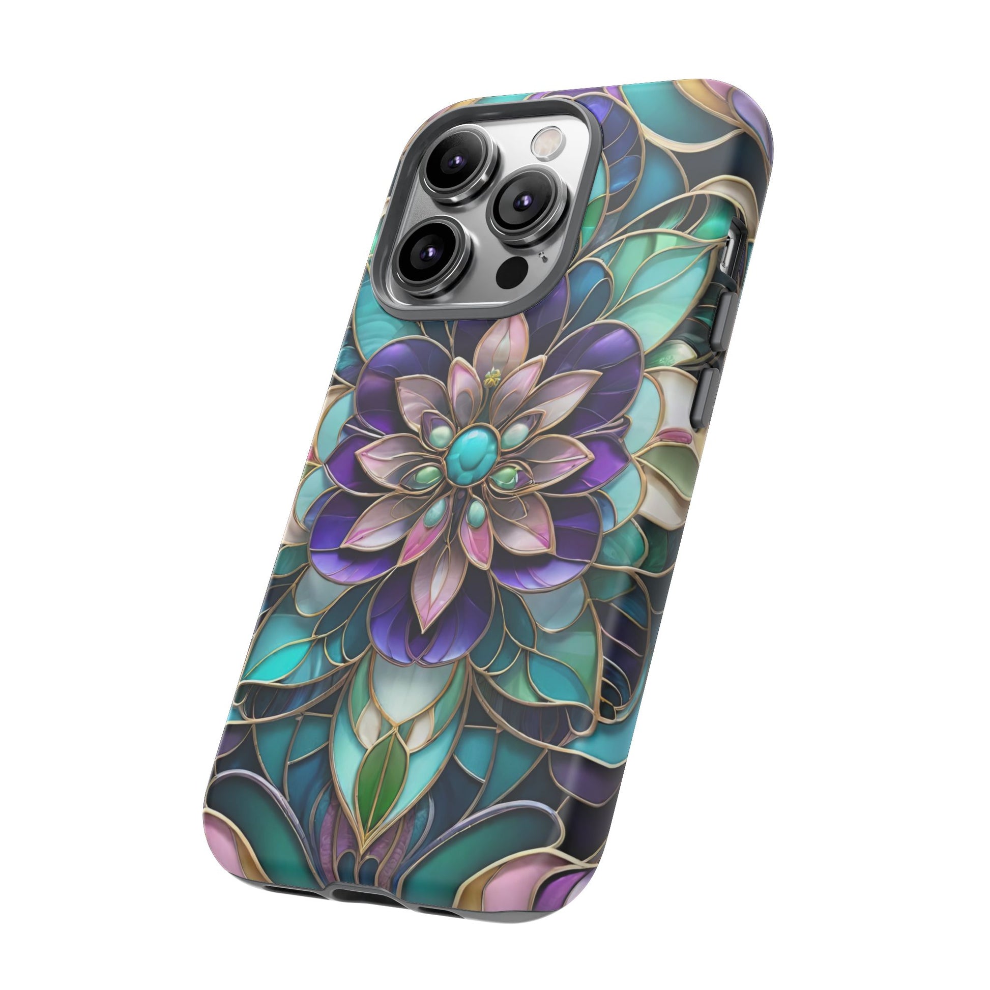 Floral Stained Glass Tough Phone Case -Stylish Protection for Your Device