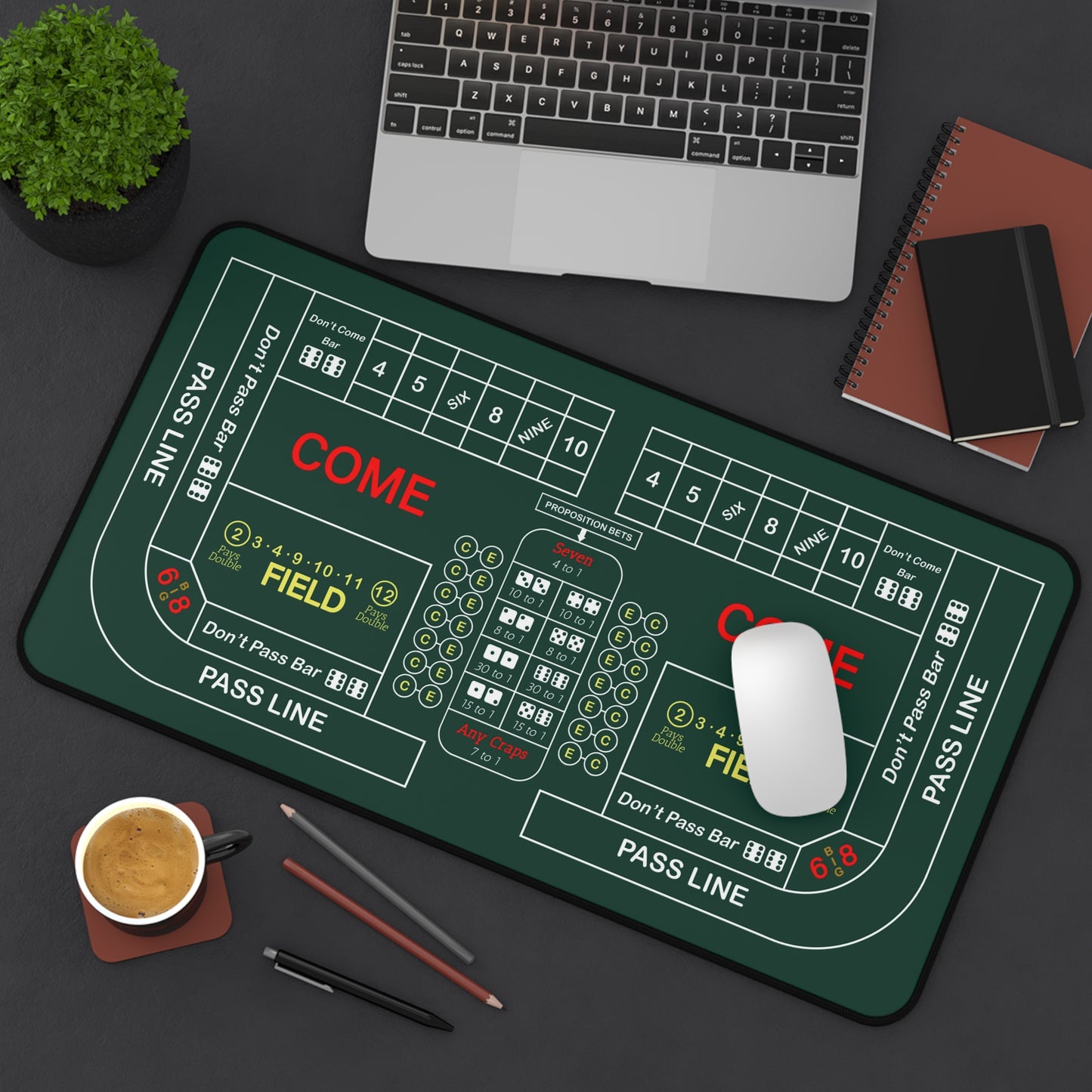 Casino Craps 2 Desk Mat — 2-in-1 Gaming Surface / Green