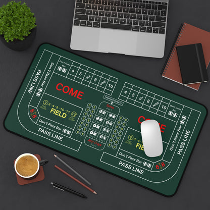 Casino Craps 2 Desk Mat — 2-in-1 Gaming Surface / Green