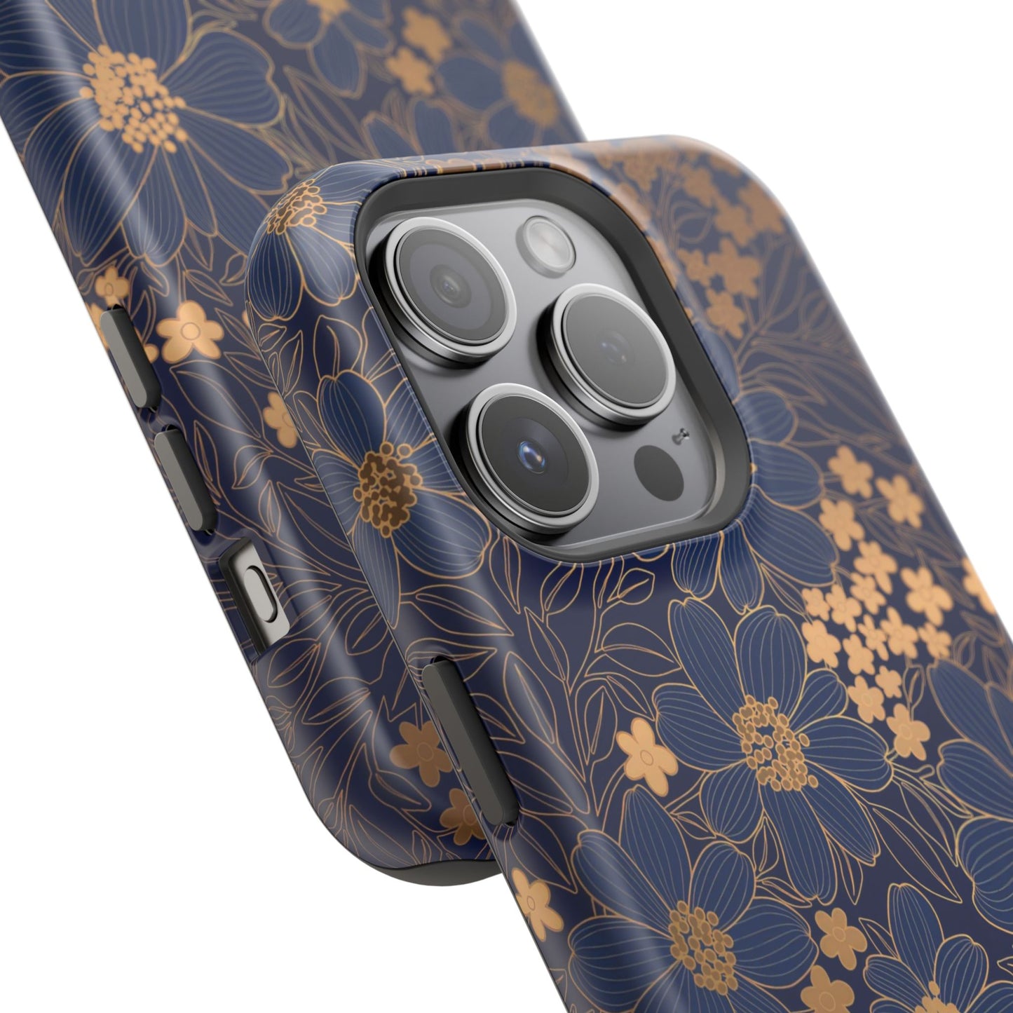 Luxury Serial Magnetic Phone Case, Golden Floral