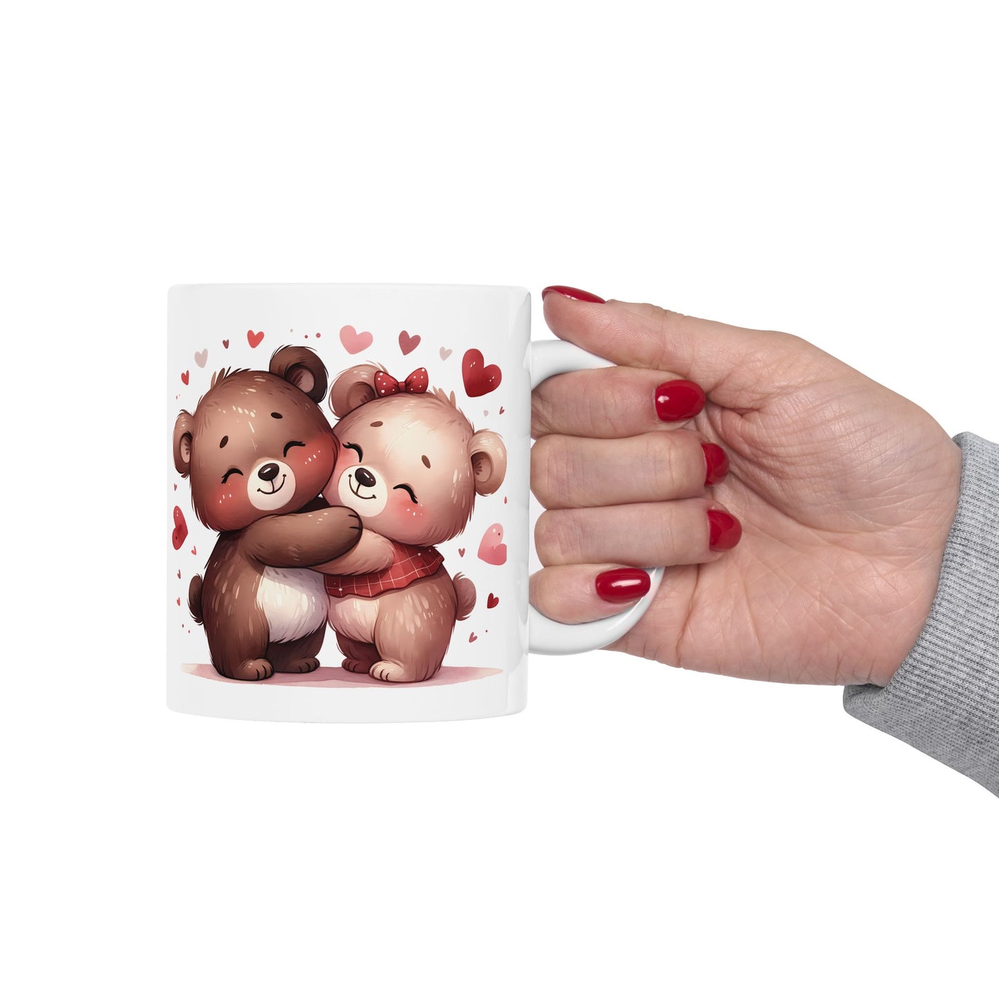 Cute Bear Love Ceramic Mug - Adorable 11oz & 15oz Heart Design