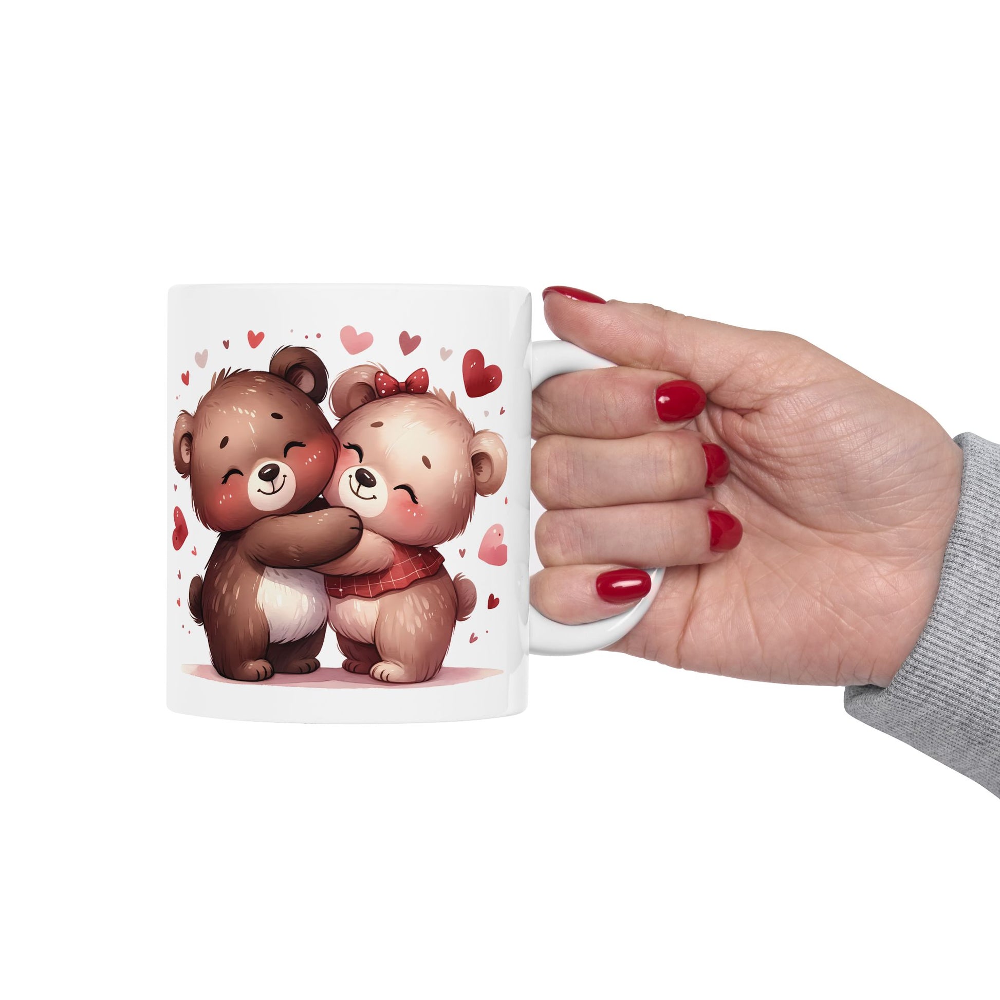 Cute Bear Love Ceramic Mug - Adorable 11oz & 15oz Heart Design