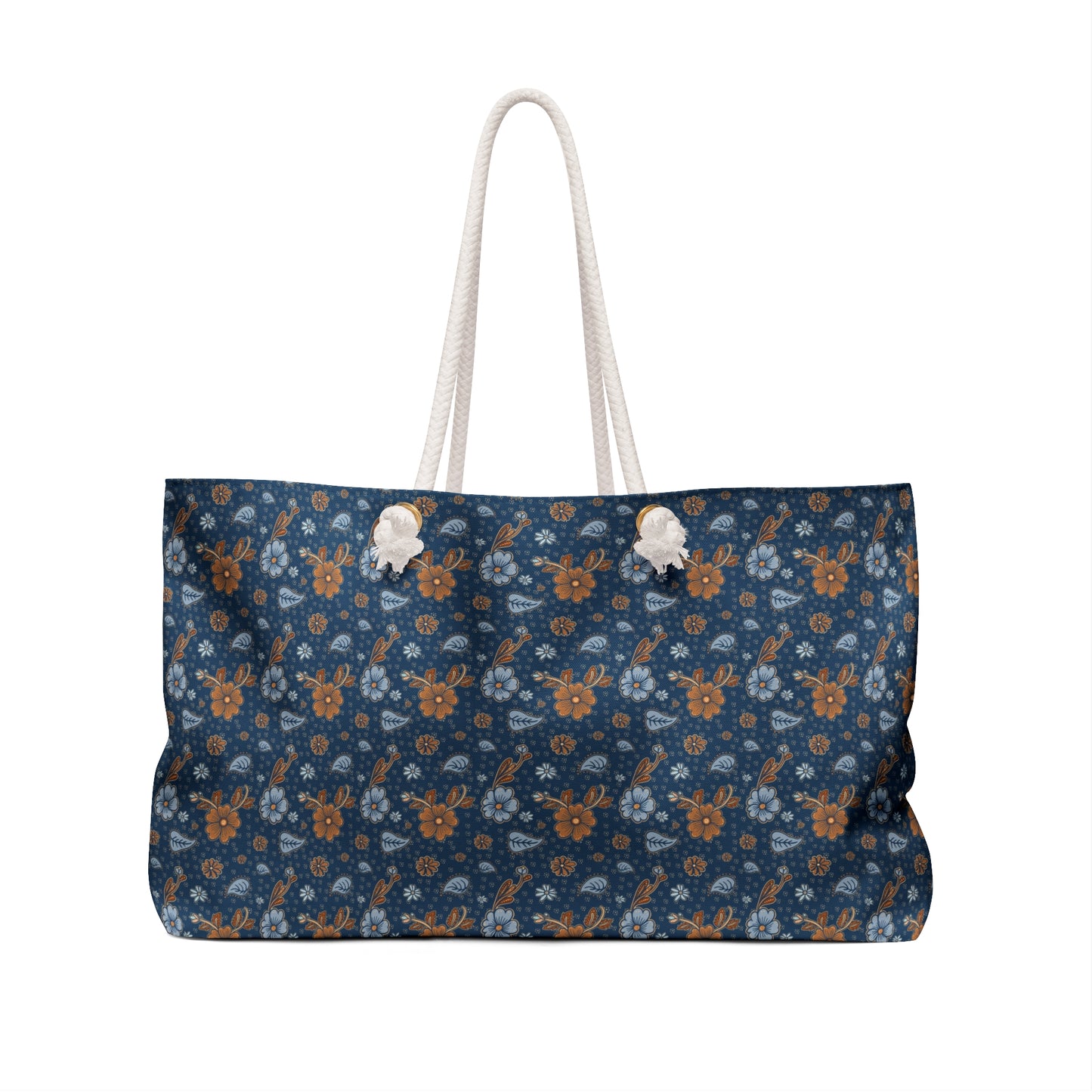 Timeless Elegance: Minimal Floral Weekender Bag / Dark Blue