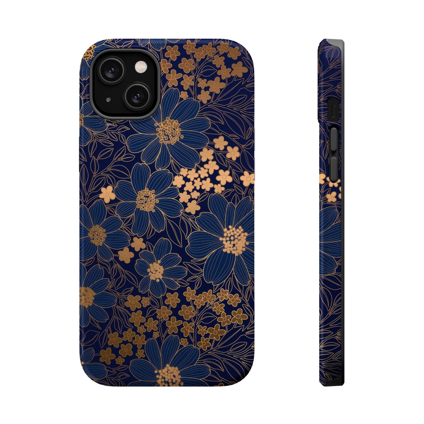 Luxury Serial Magnetic Phone Case, Golden Floral