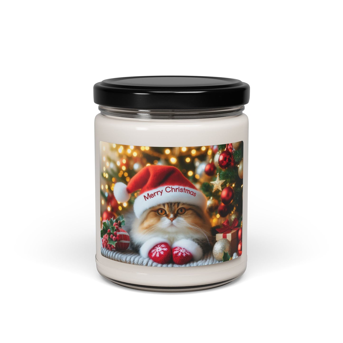 Merry Christmas Cat Scented Soy Candle, 9oz