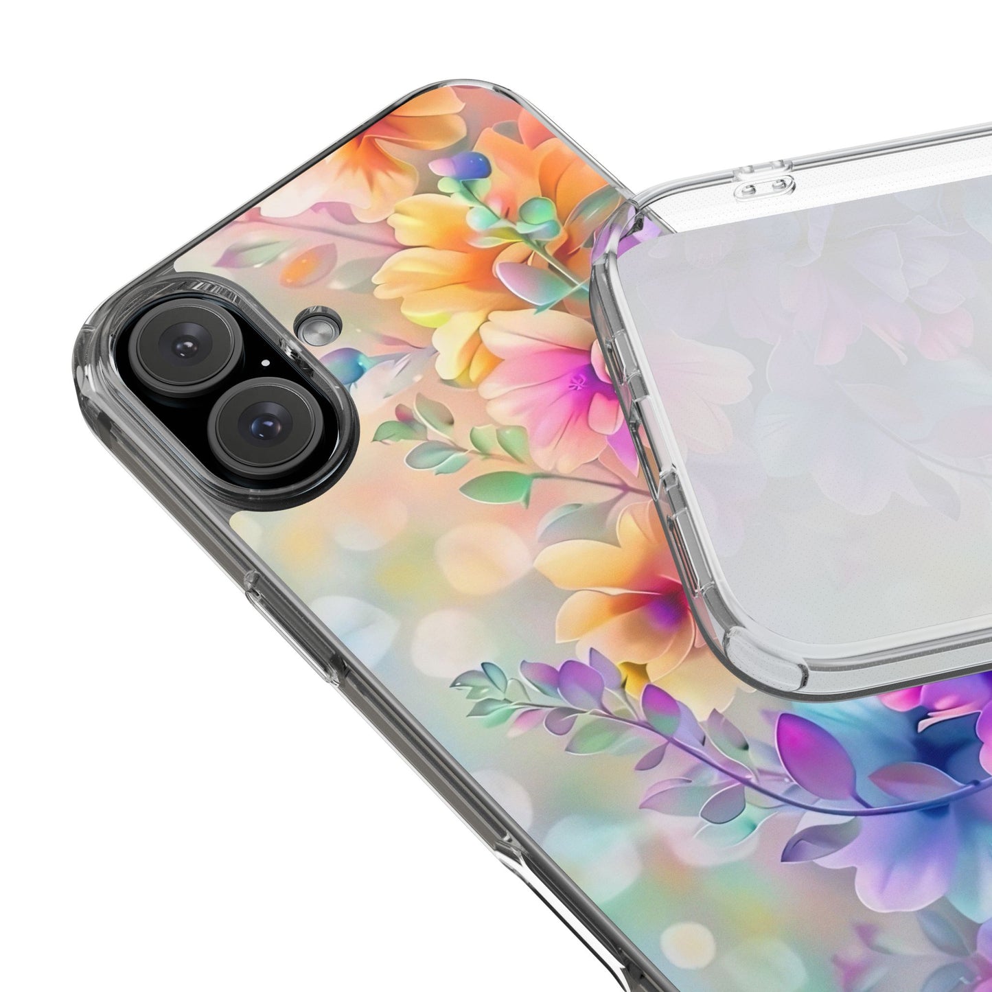 Floral Clear Phone Case -  Colorful Spring Design