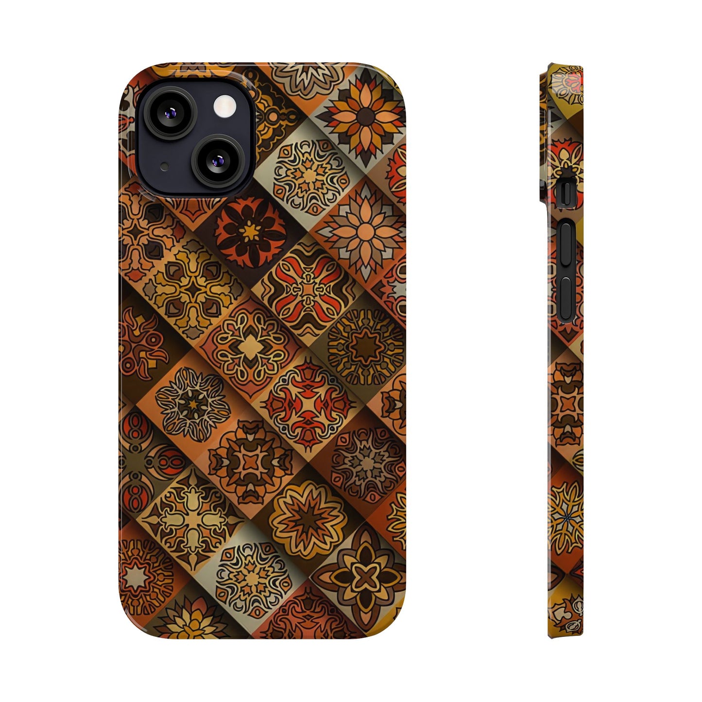 Aztec Geometric Slim Case, Boho Orange