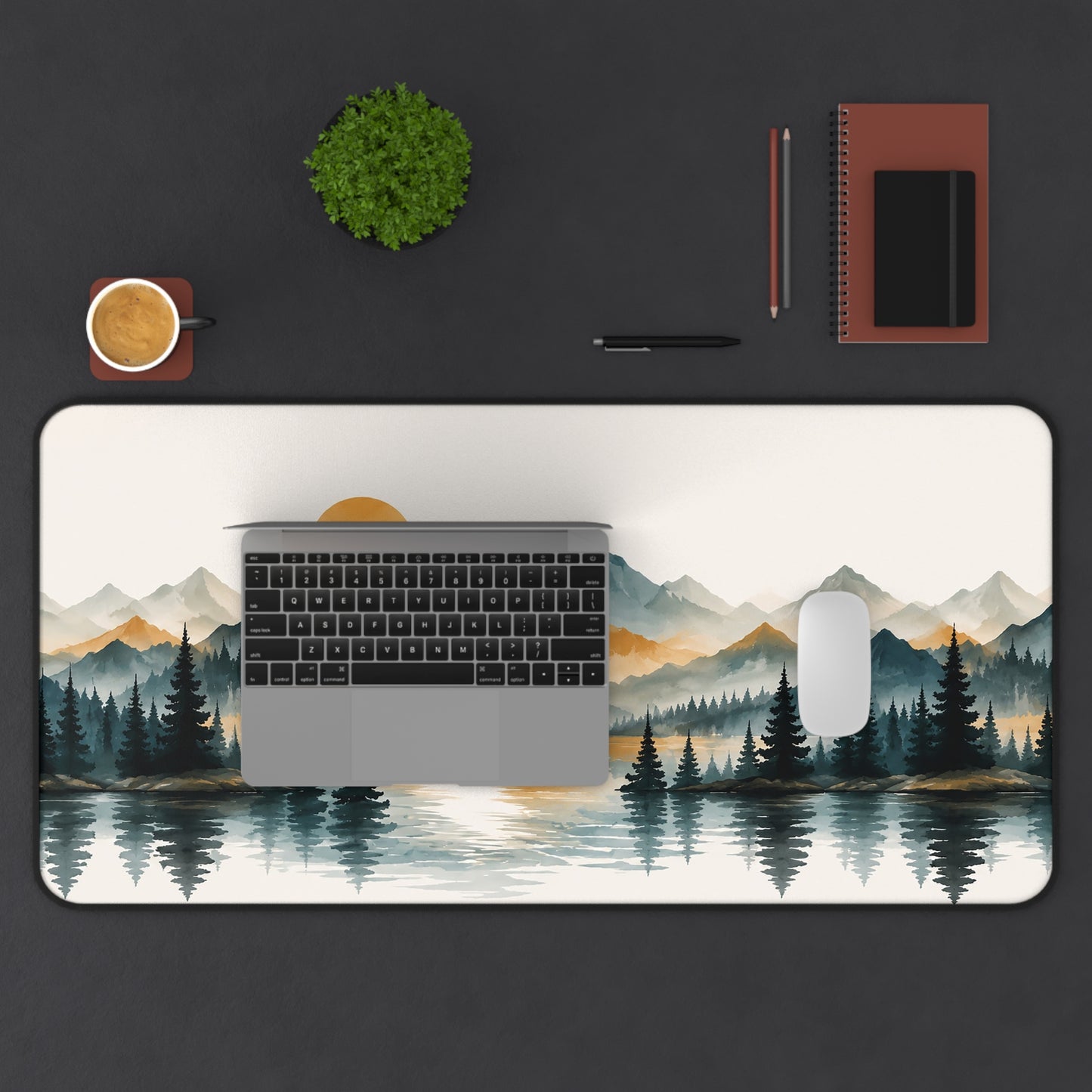 Mountain Sunrise Desk Mat — Scenic Lake Landscape Mouse Pad