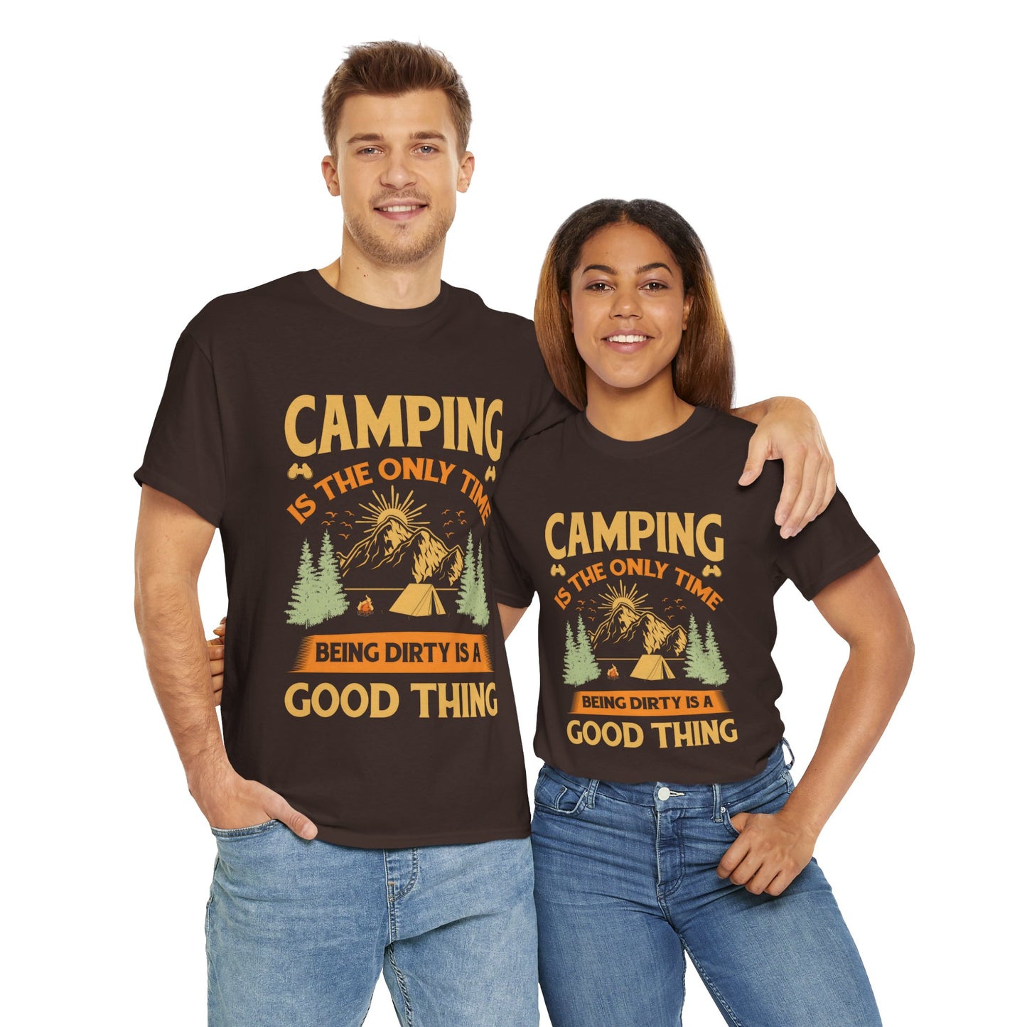 Camping Vibes Unisex Heavy Cotton Tee - "Being Dirty is a Good Thing"