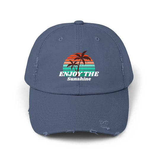 Enjoy The Sunshine Unisex Distressed Cap