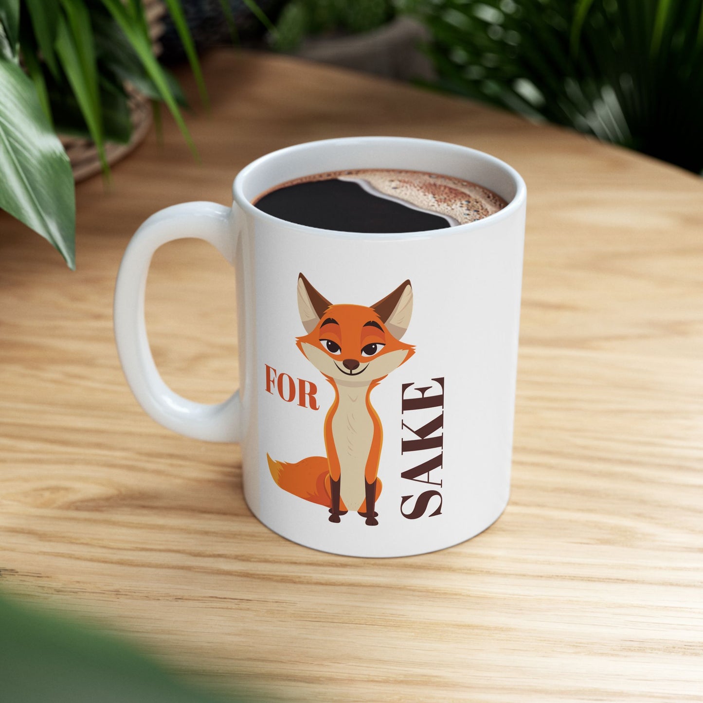 Funny Ceramic Mug - "For Fox Sake" Humorous Coffee Cup,  Quirky Drinkware, Perfect for Holiday or Birthday Gifts, 11oz & 15oz