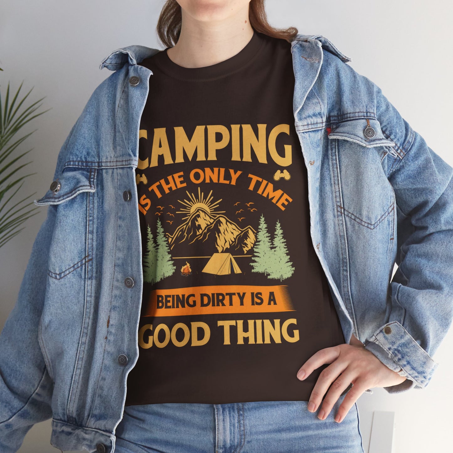 Camping Vibes Unisex Heavy Cotton Tee - "Being Dirty is a Good Thing"